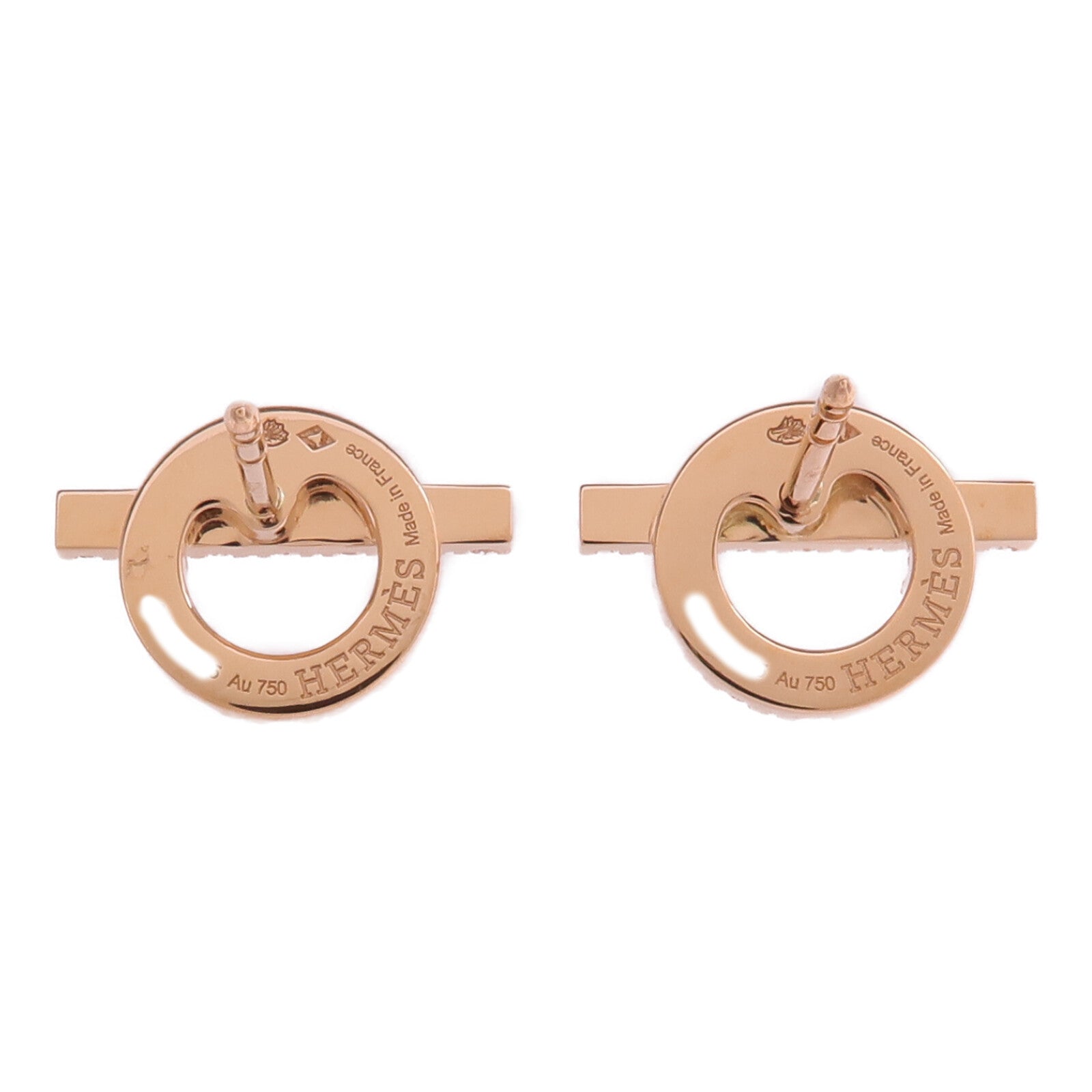 HERMES 18K玫瑰金Finesse Earrings鑽石耳環