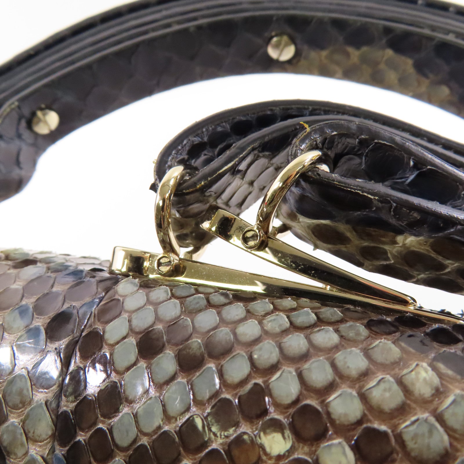 Valentino 【激減優惠】蛇皮皮革Hand Bag金扣手挽袋