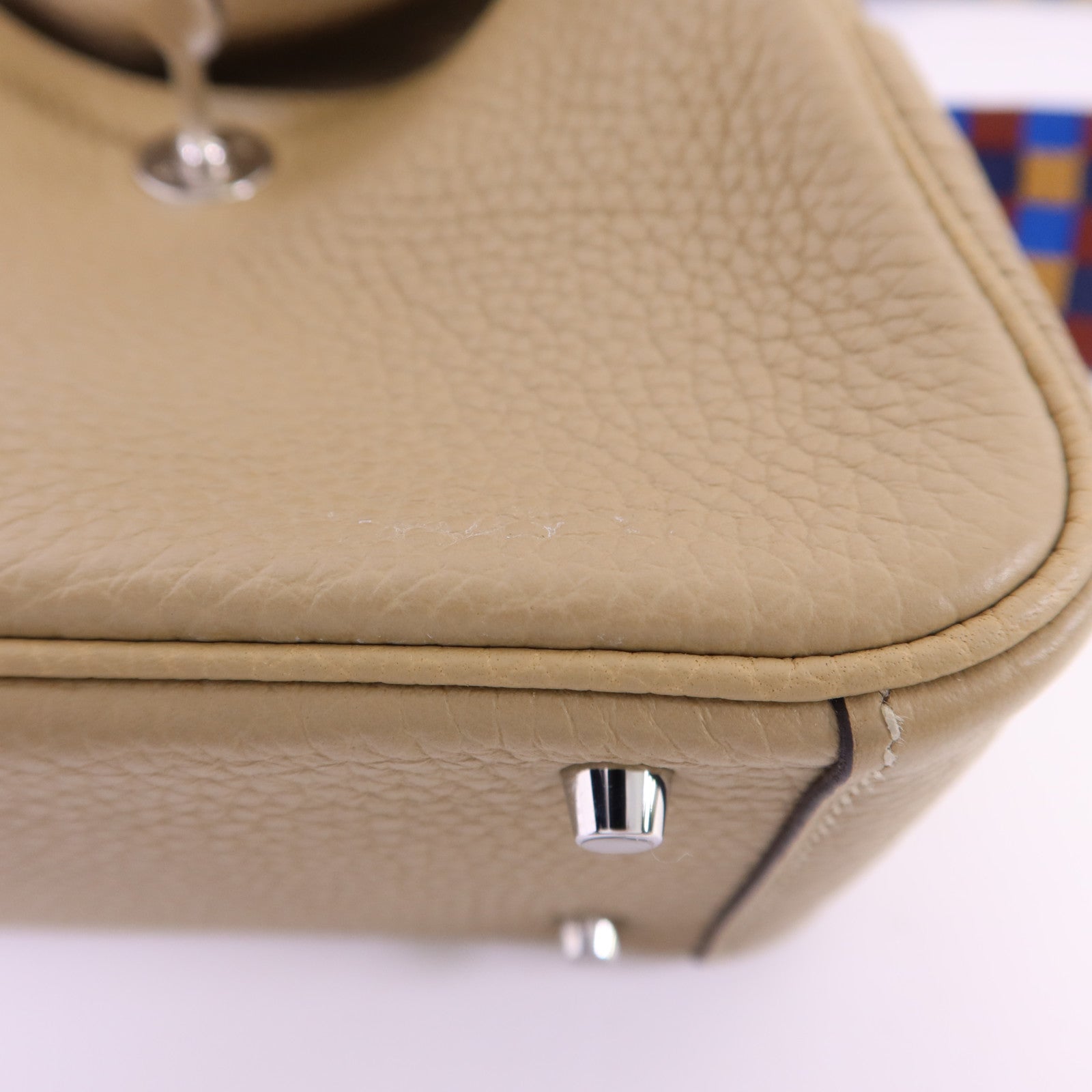 HERMES Clemence皮革Mini Lindy銀扣手挽肩背兩用袋Trench