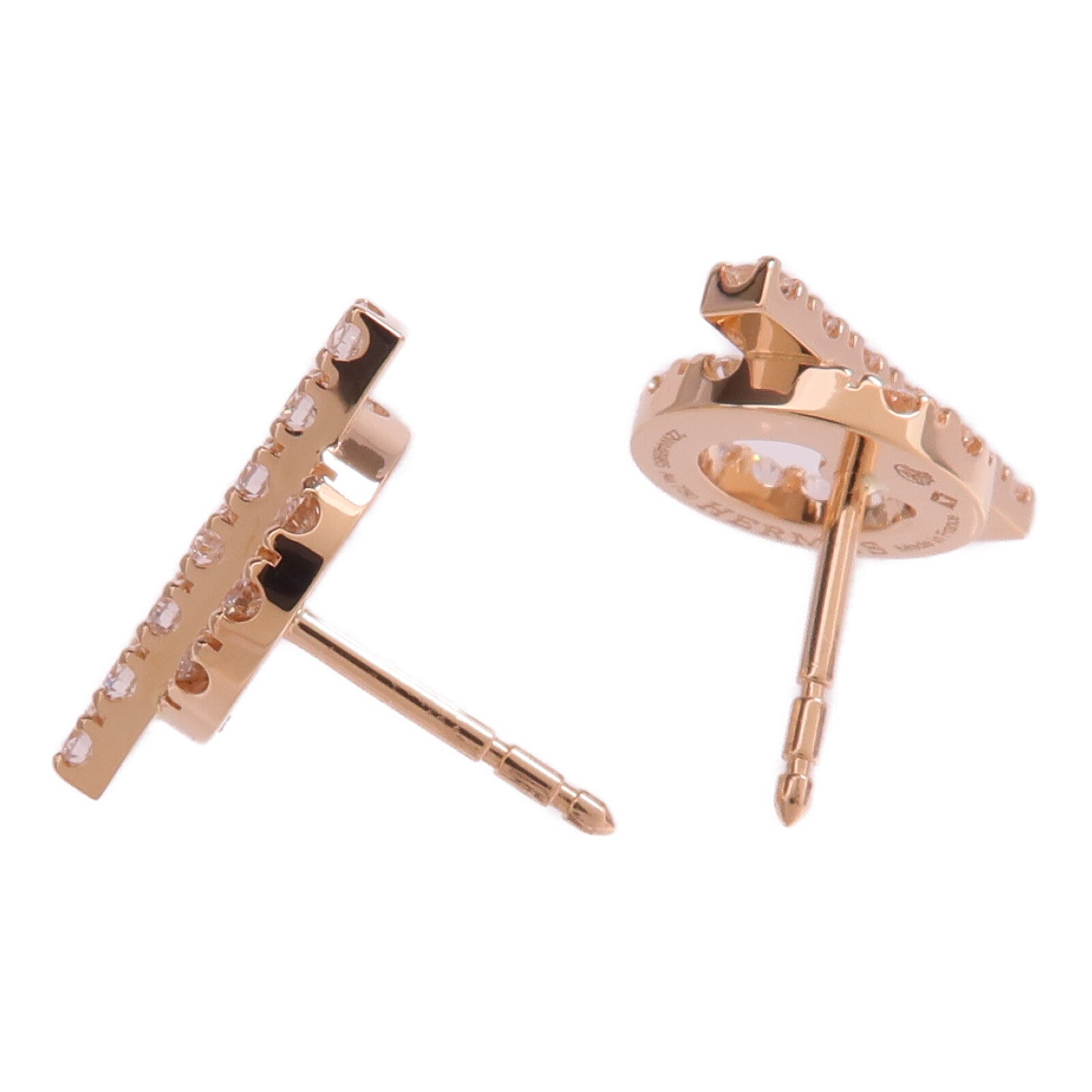 HERMES 18K玫瑰金Finesse Earrings鑽石耳環