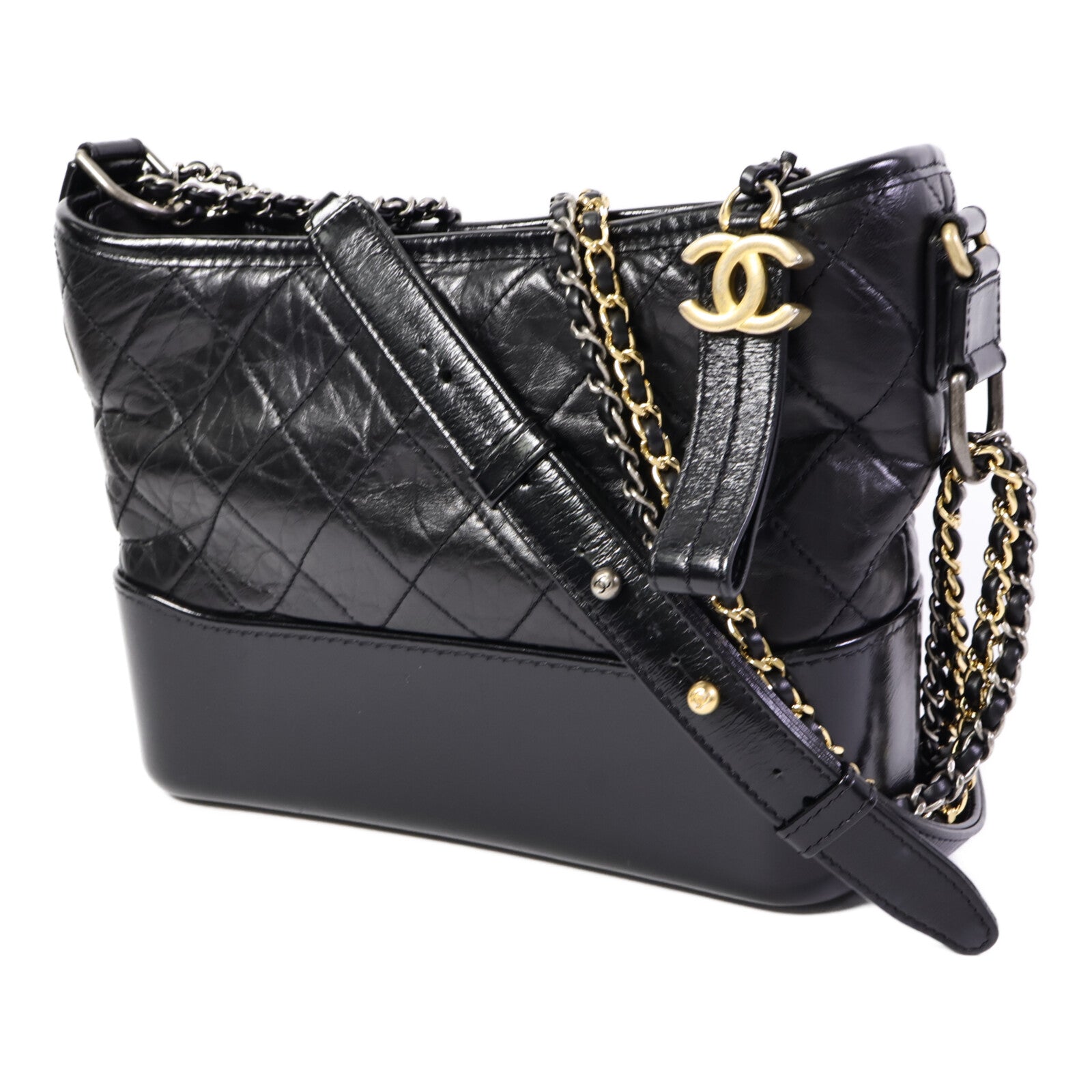 CHANEL 牛皮皮革Gabrielle Medium鏈帶肩背袋