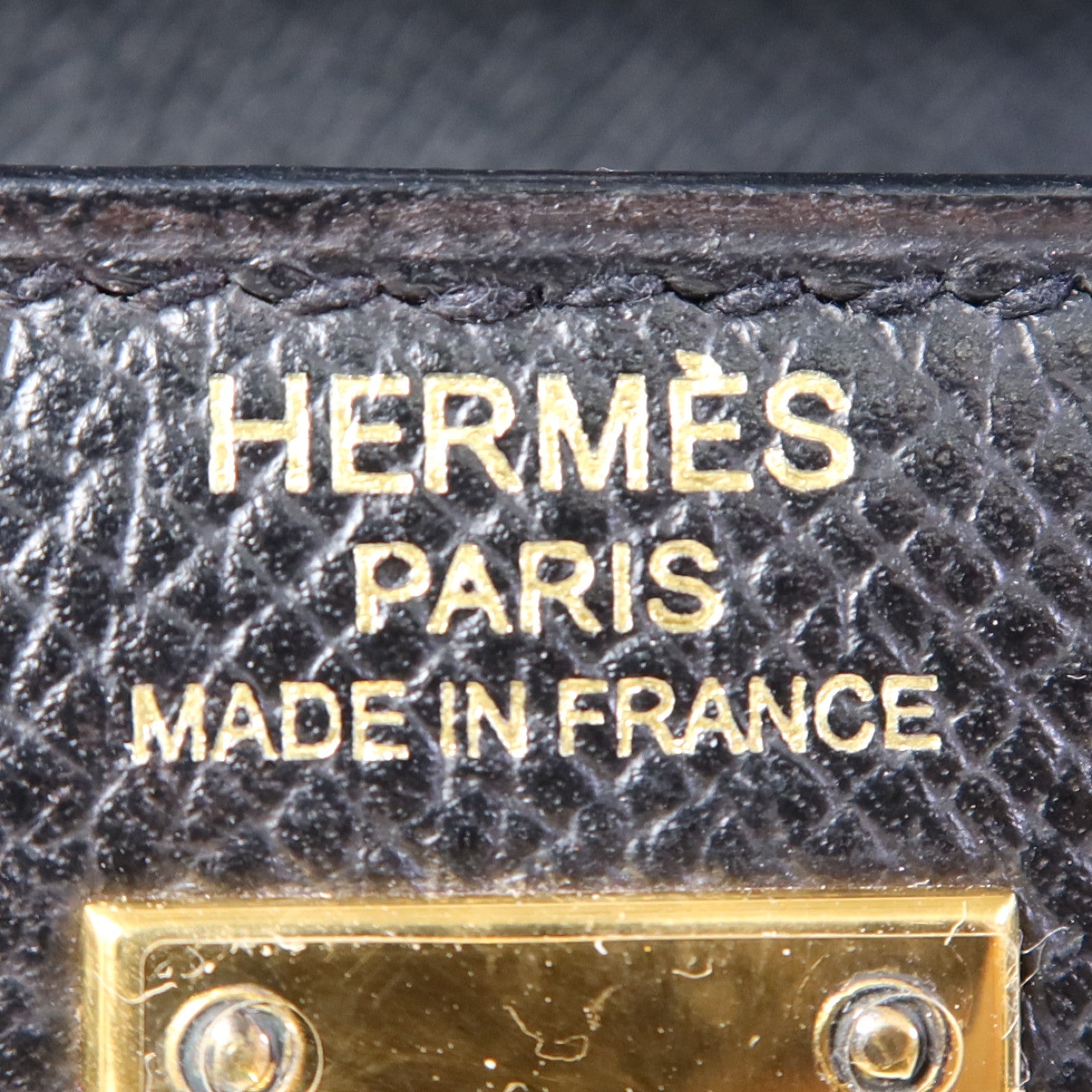 HERMES Epsom皮革Kelly 25金扣手挽肩背兩用袋Noir