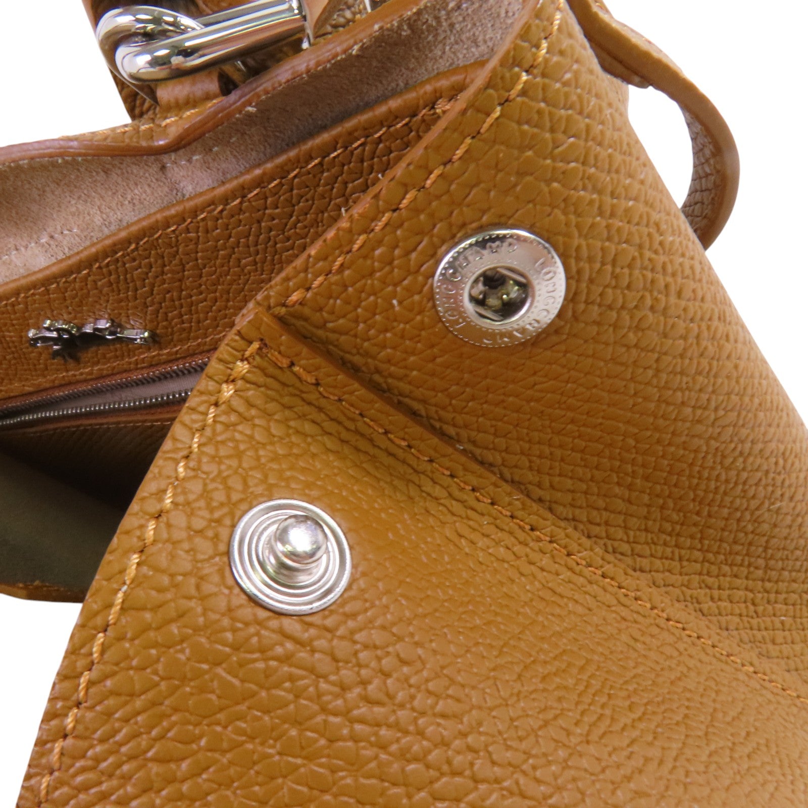 Longchamp 牛皮皮革2Way Shoulder Bag銀扣手挽肩背兩用袋