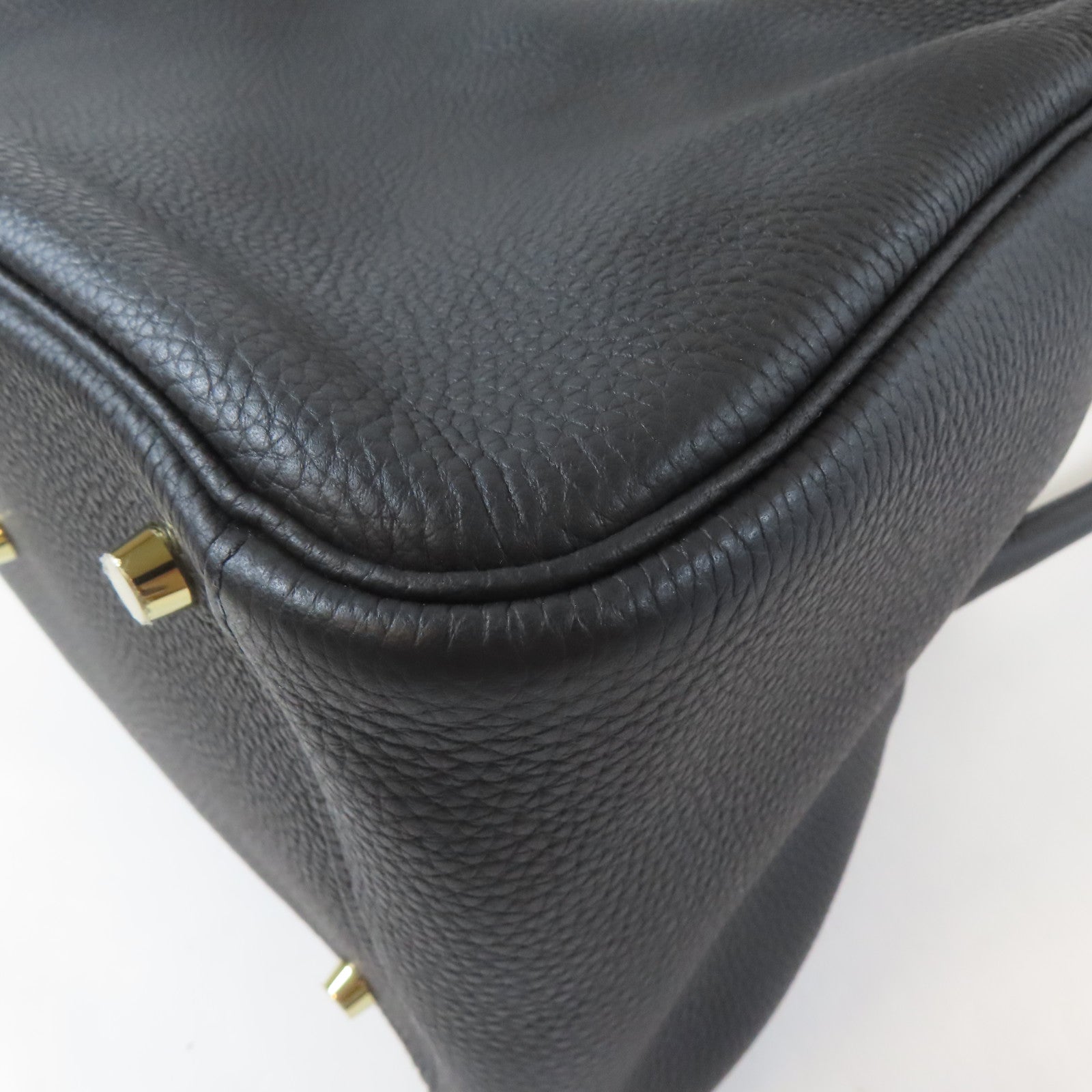 HERMES Clemence皮革Lindy 34金扣手挽肩背兩用袋Noir黑色