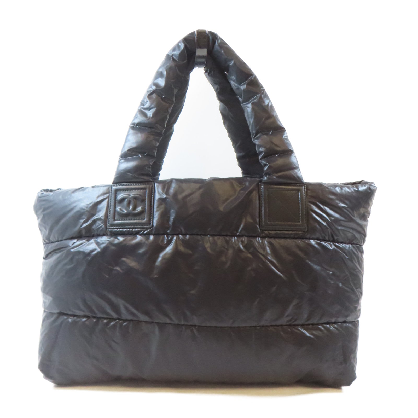 CHANEL 尼龍Coco Cocoon銀扣手挽袋黑色