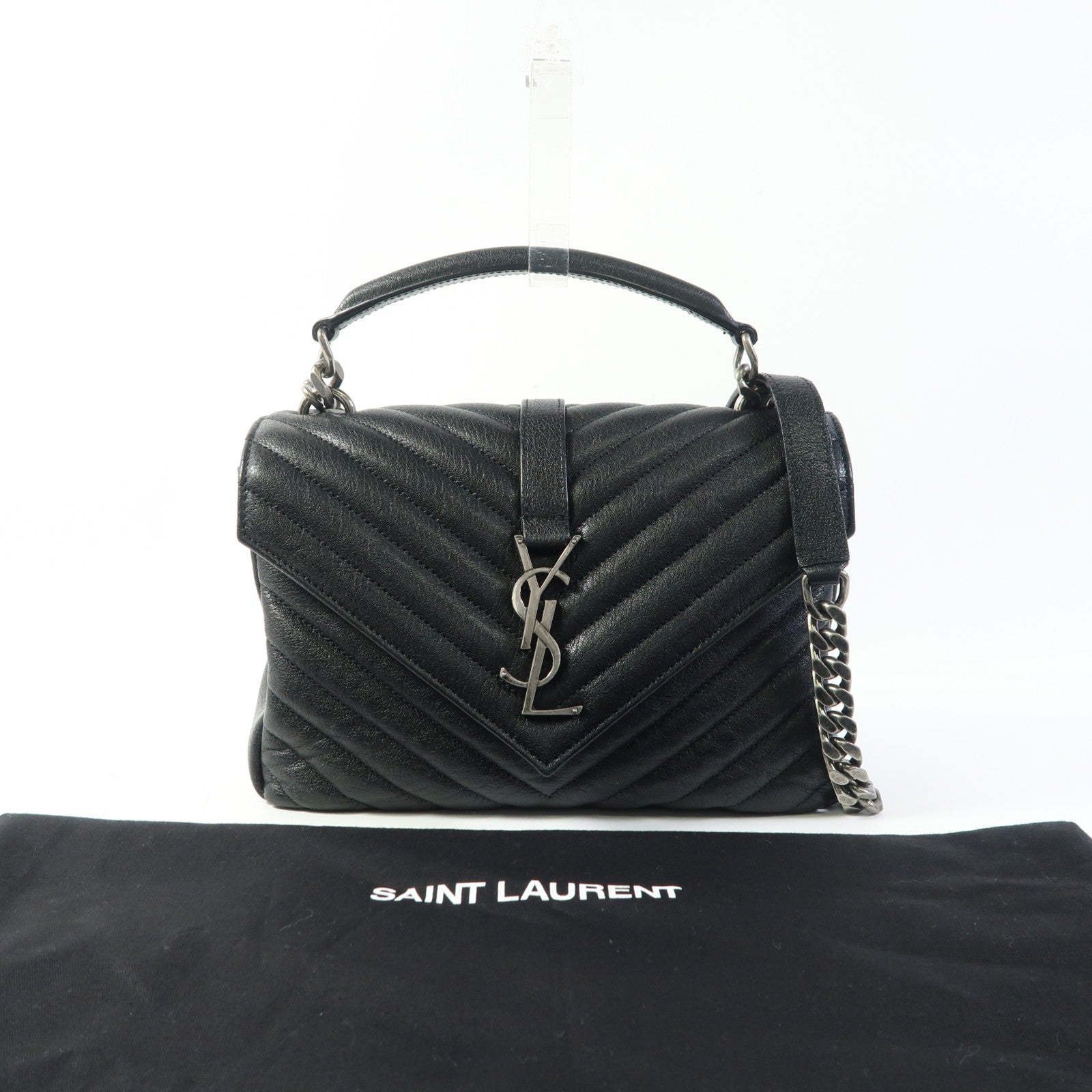 SAINT LAURENT 牛皮皮革College鏈帶肩背袋