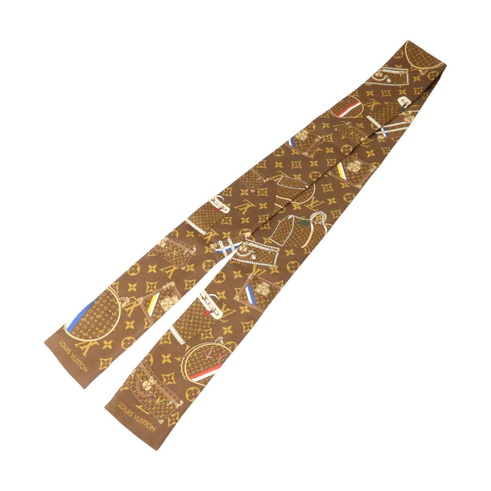 LOUIS VUITTON 絲質Monogram Trunk Bandeau Scarf 7X120cm絲巾