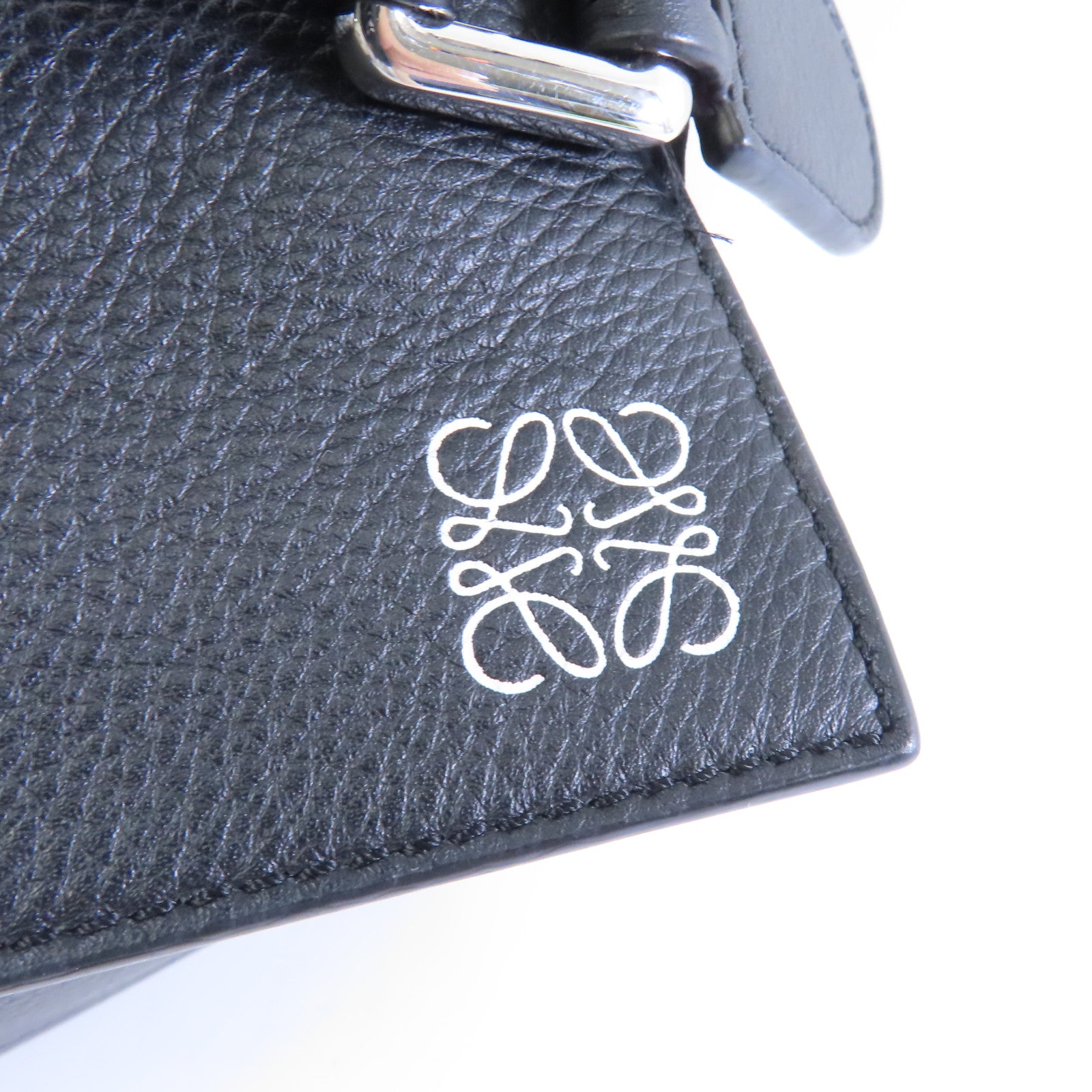 LOEWE 牛皮皮革Puzzle Small銀扣手挽肩背兩用袋黑色