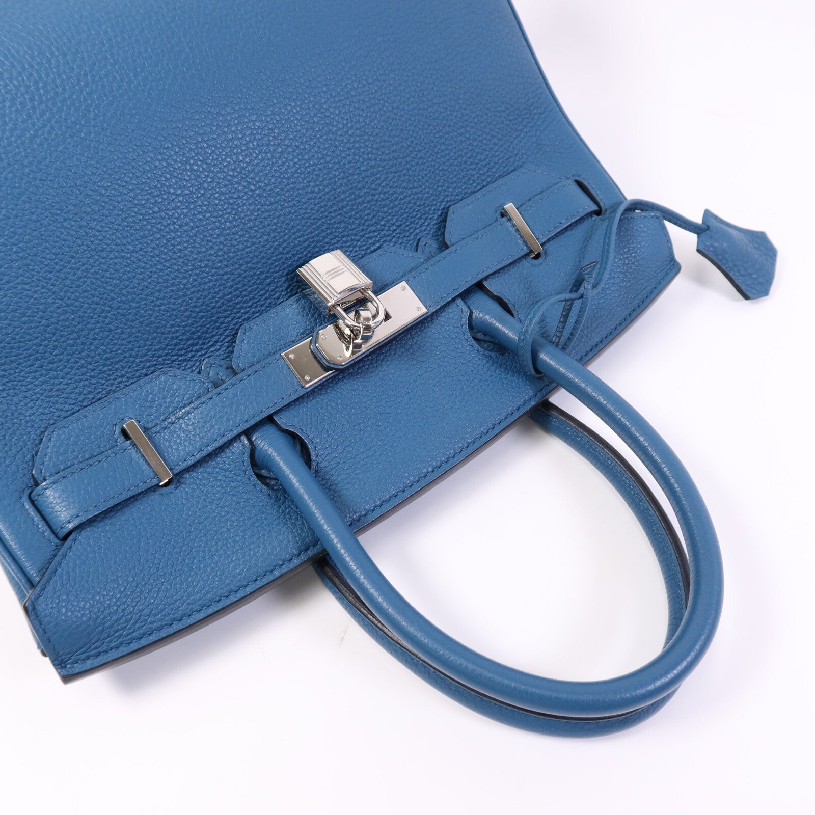 HERMES Togo皮革Birkin 30銀扣手挽袋Vert Bosphore