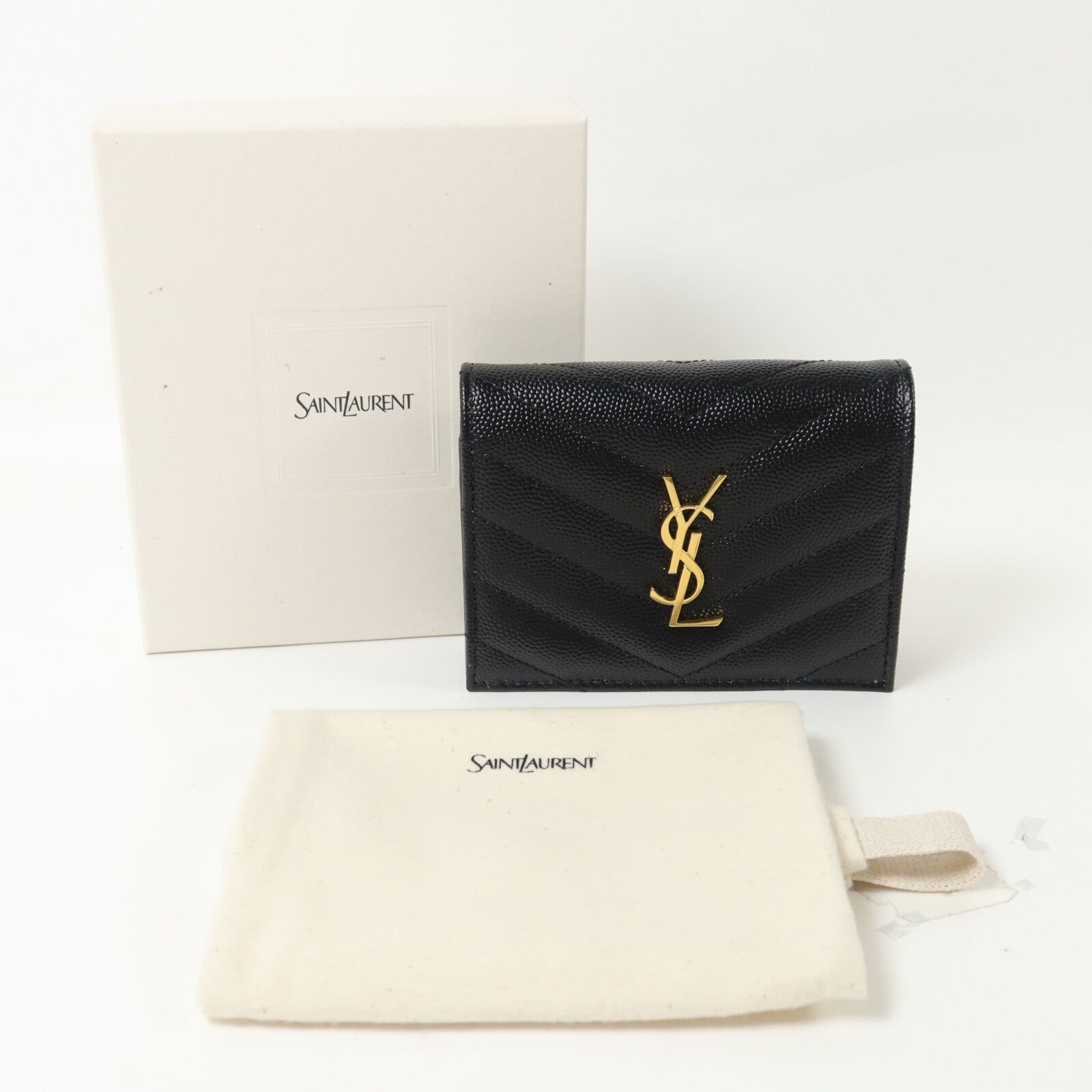 SAINT LAURENT 牛皮皮革Cassandre Matelasse Flap Card Case錢包