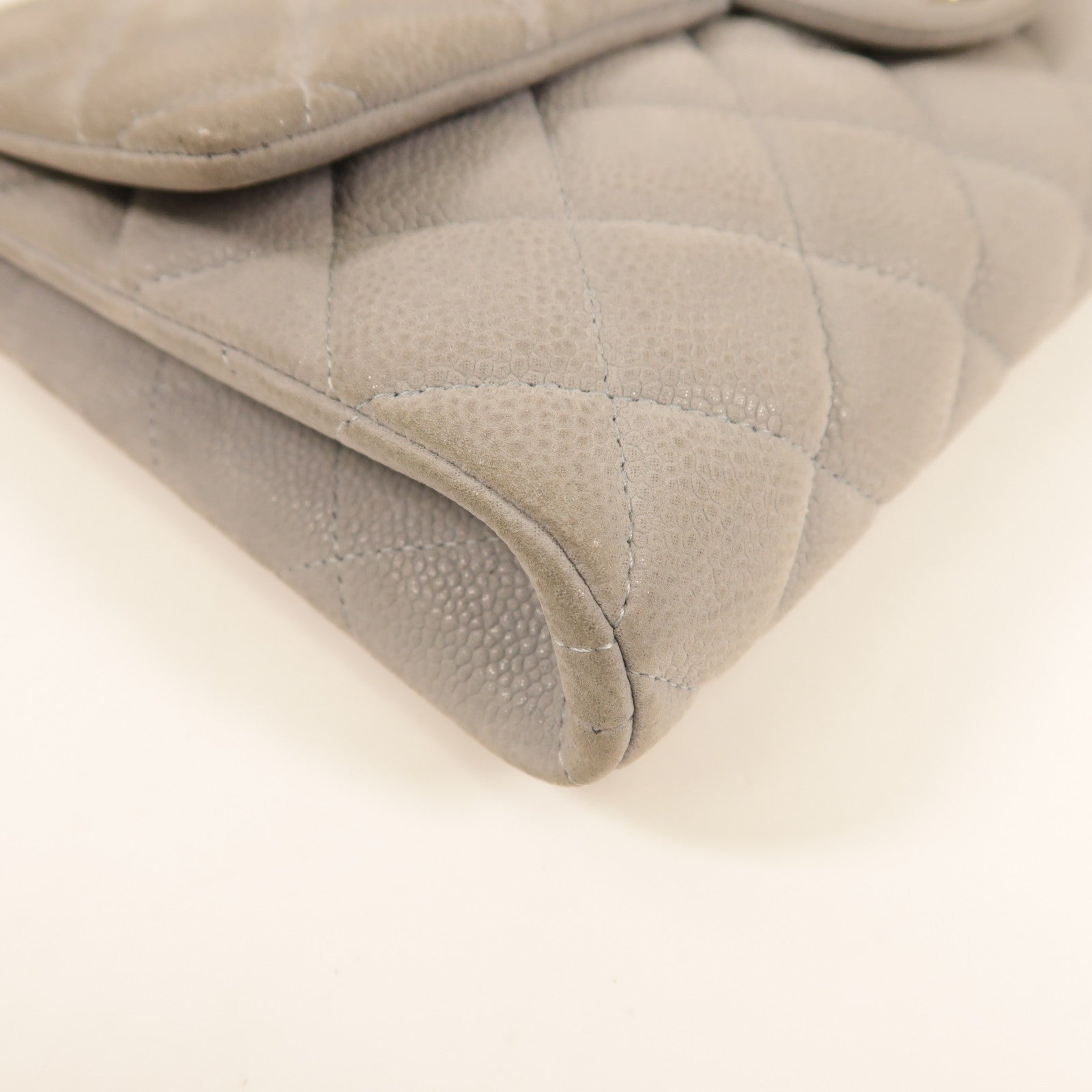 CHANEL 牛皮皮革Chain Shoulder銀扣肩背袋淺藍色