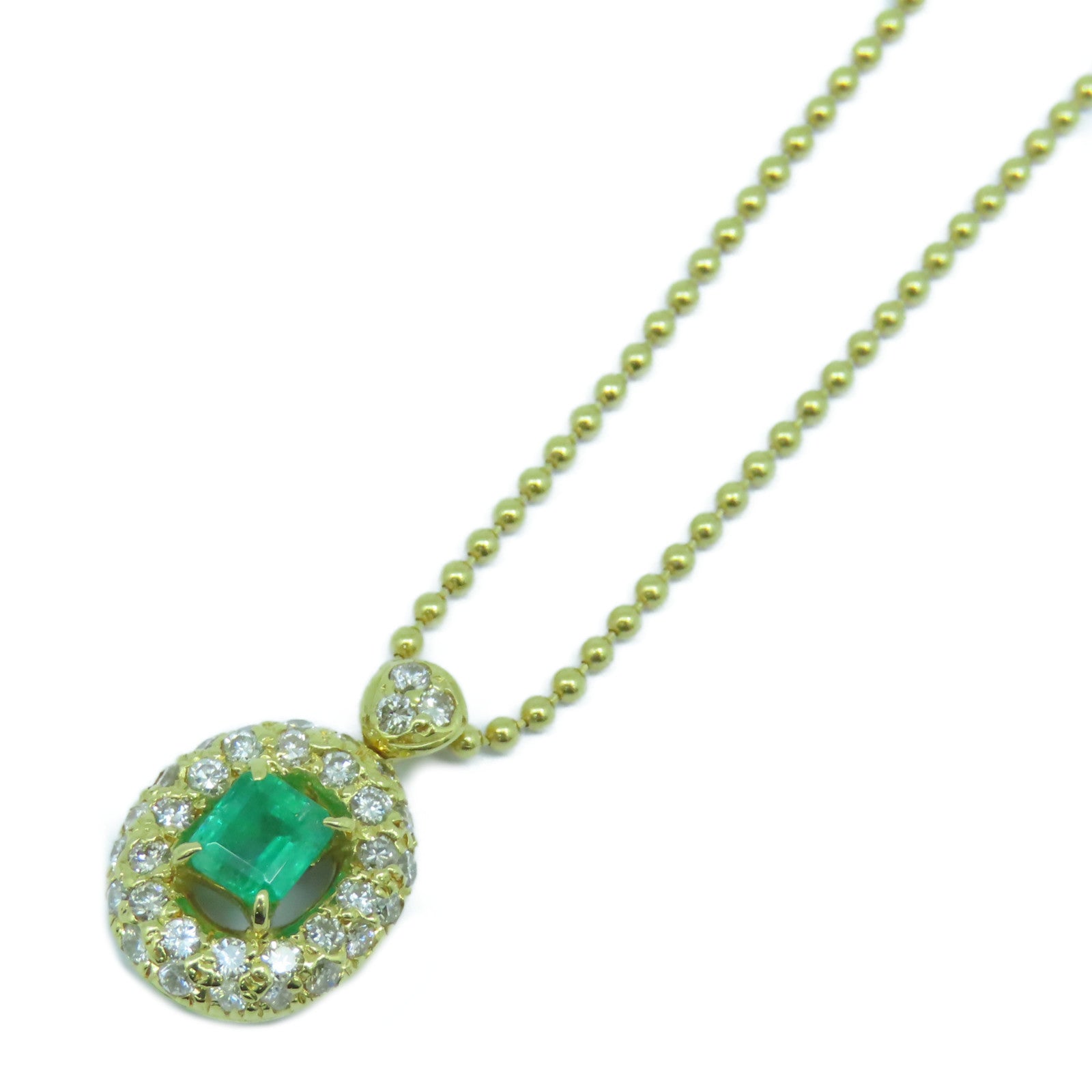 JEWELRY 【激減優惠】18K黃金Emerald Necklace 0.35ct綠寶石/0.30ct鑽石項鍊