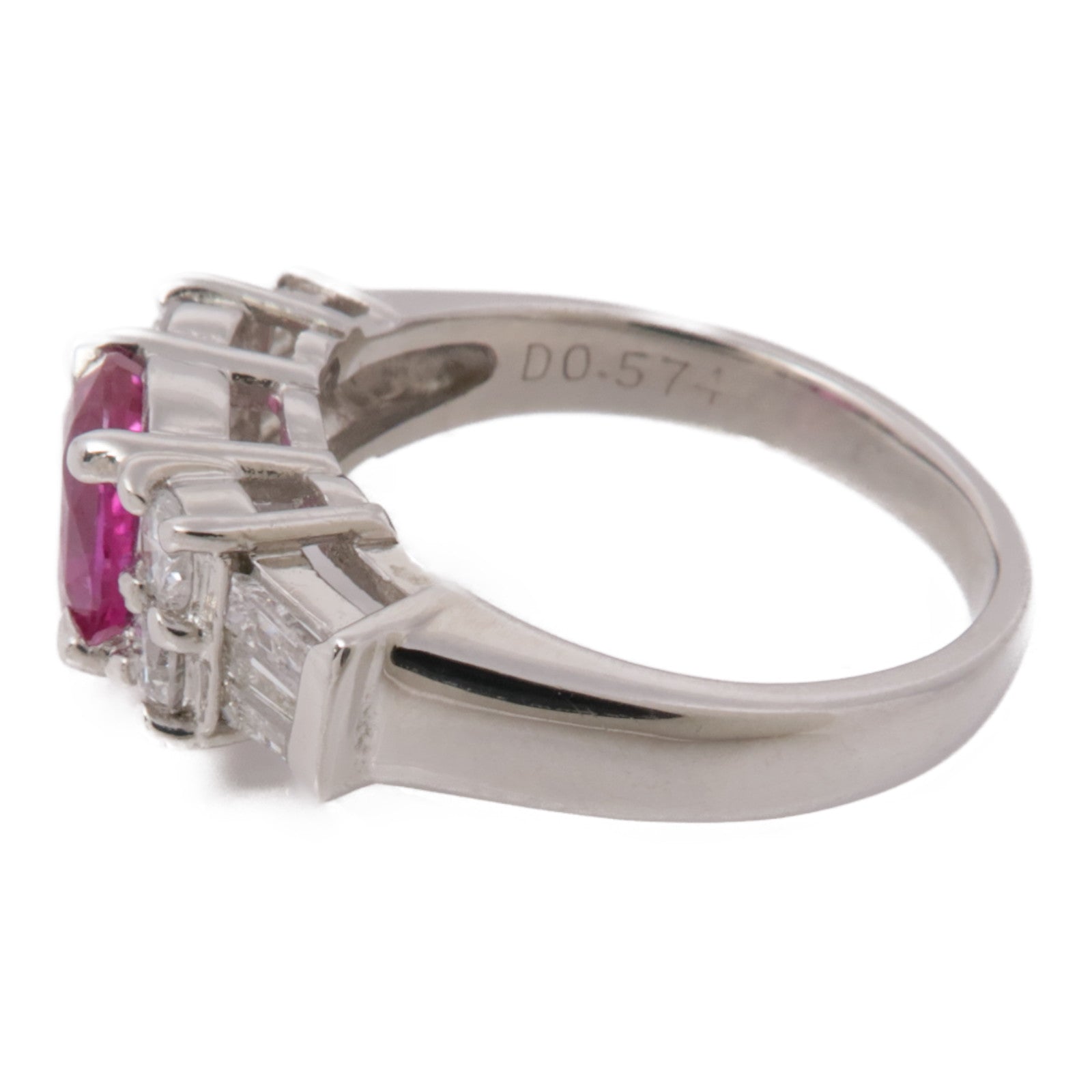 JEWELRY 【激減優惠】PT900鉑金Pink Sapphire Diamond Ring粉紅藍寶石/鑽石戒指US#6.25