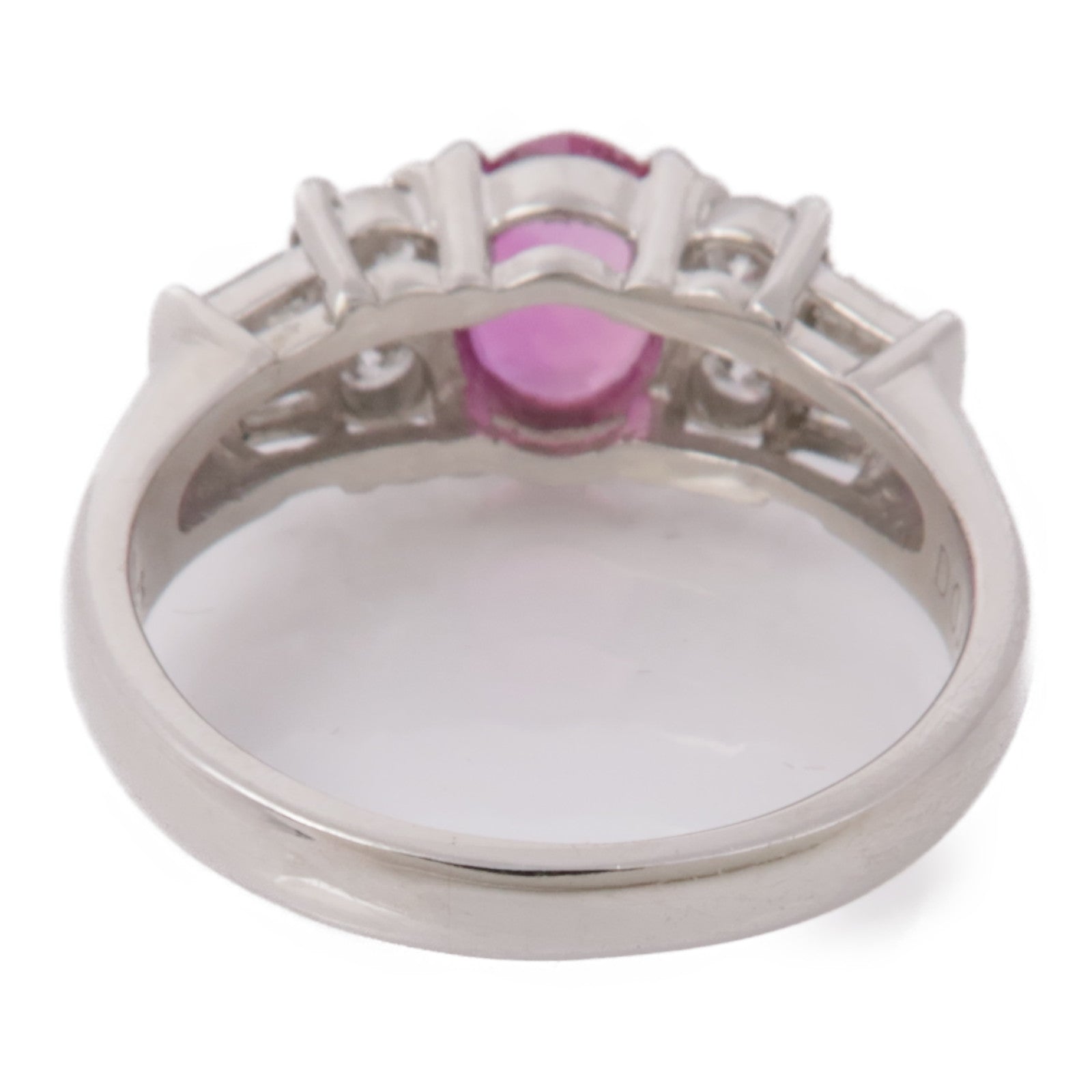 JEWELRY 【激減優惠】PT900鉑金Pink Sapphire Diamond Ring粉紅藍寶石/鑽石戒指US#6.25