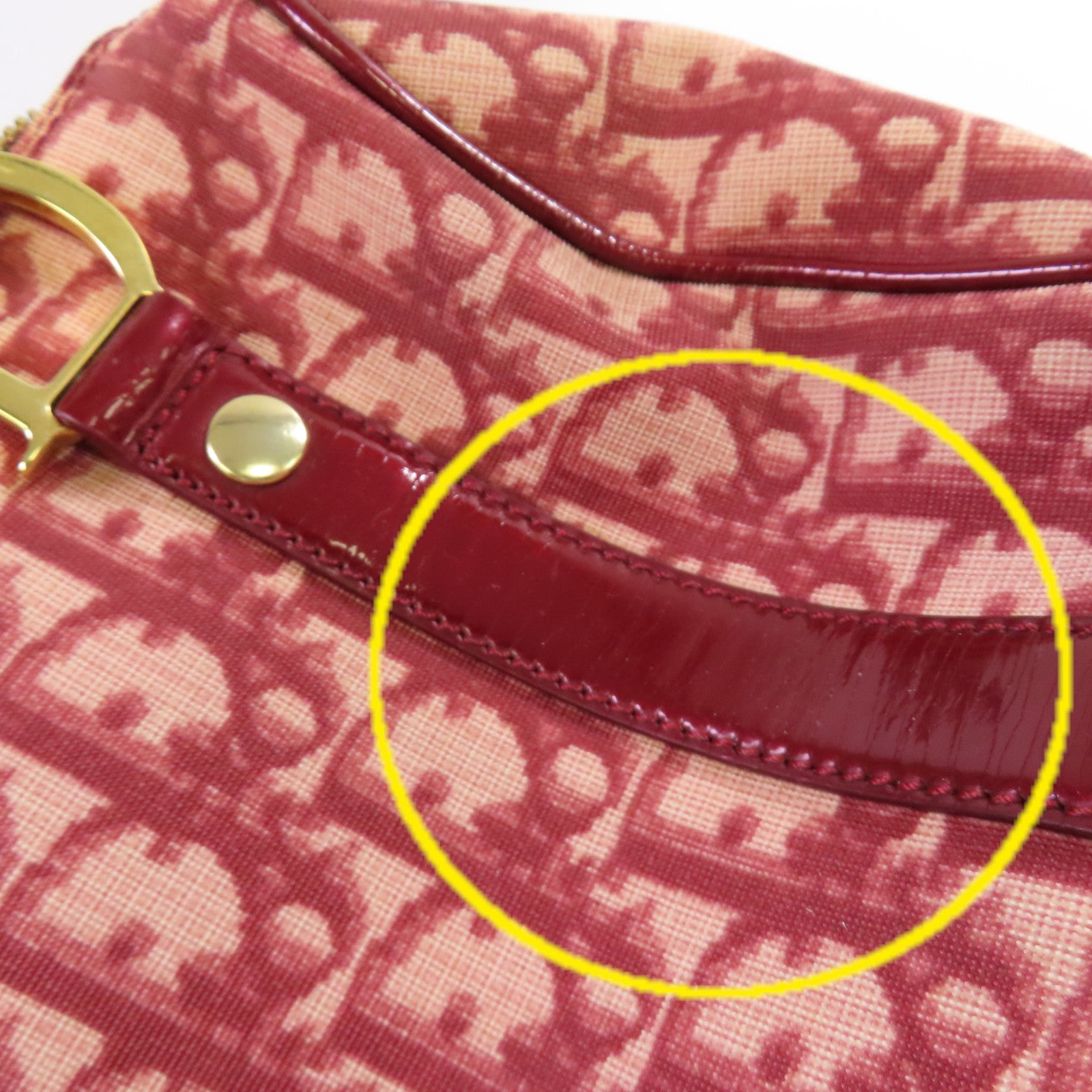 Dior Oblique塗層帆布Dior Handbag金扣手挽袋酒紅色