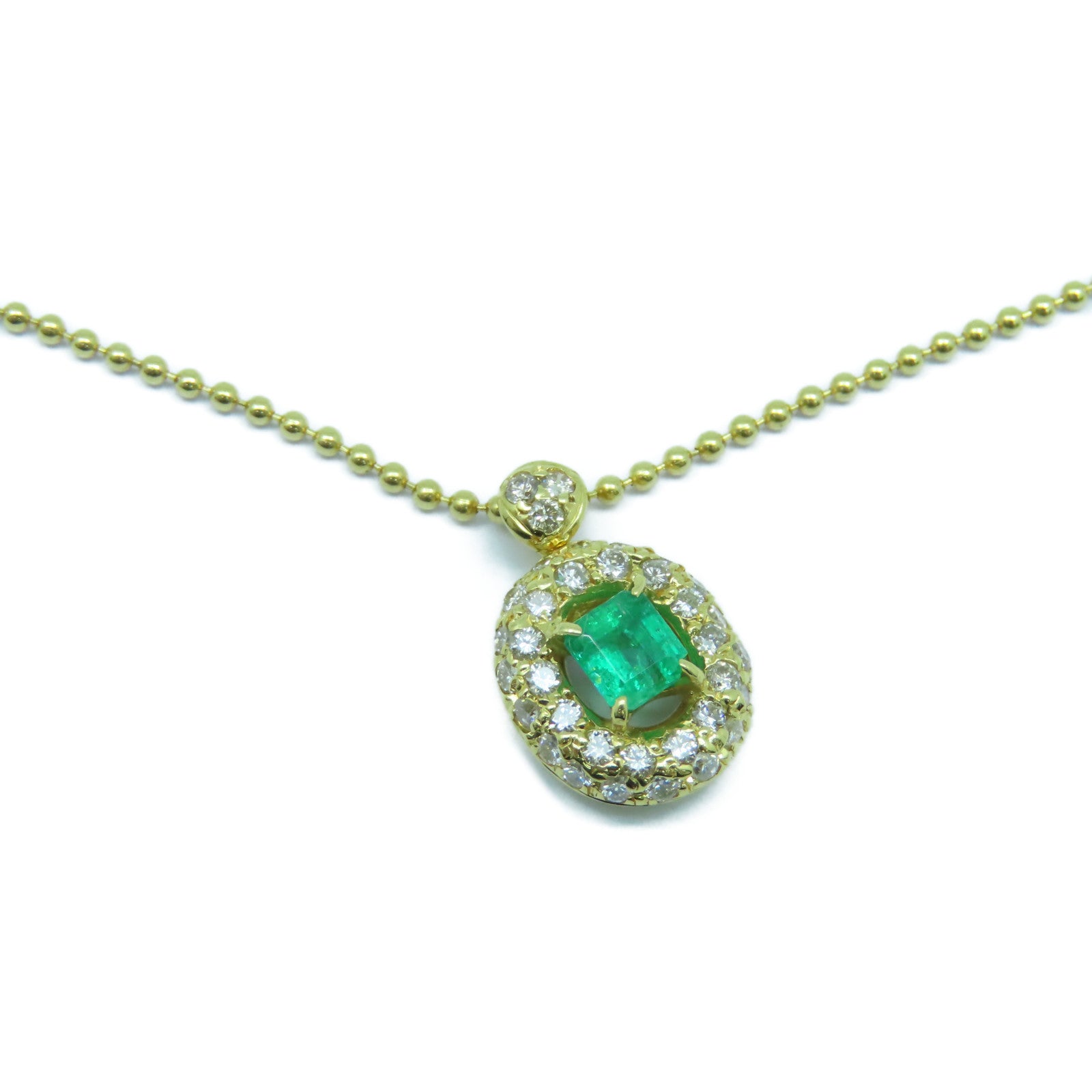 JEWELRY 【激減優惠】18K黃金Emerald Necklace 0.35ct綠寶石/0.30ct鑽石項鍊