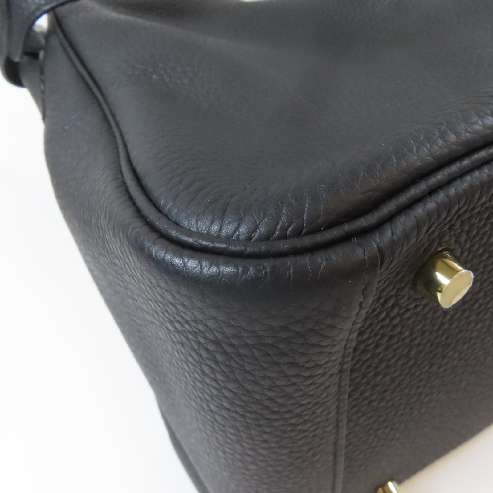 HERMES Clemence皮革Lindy 34金扣手挽肩背兩用袋Noir黑色