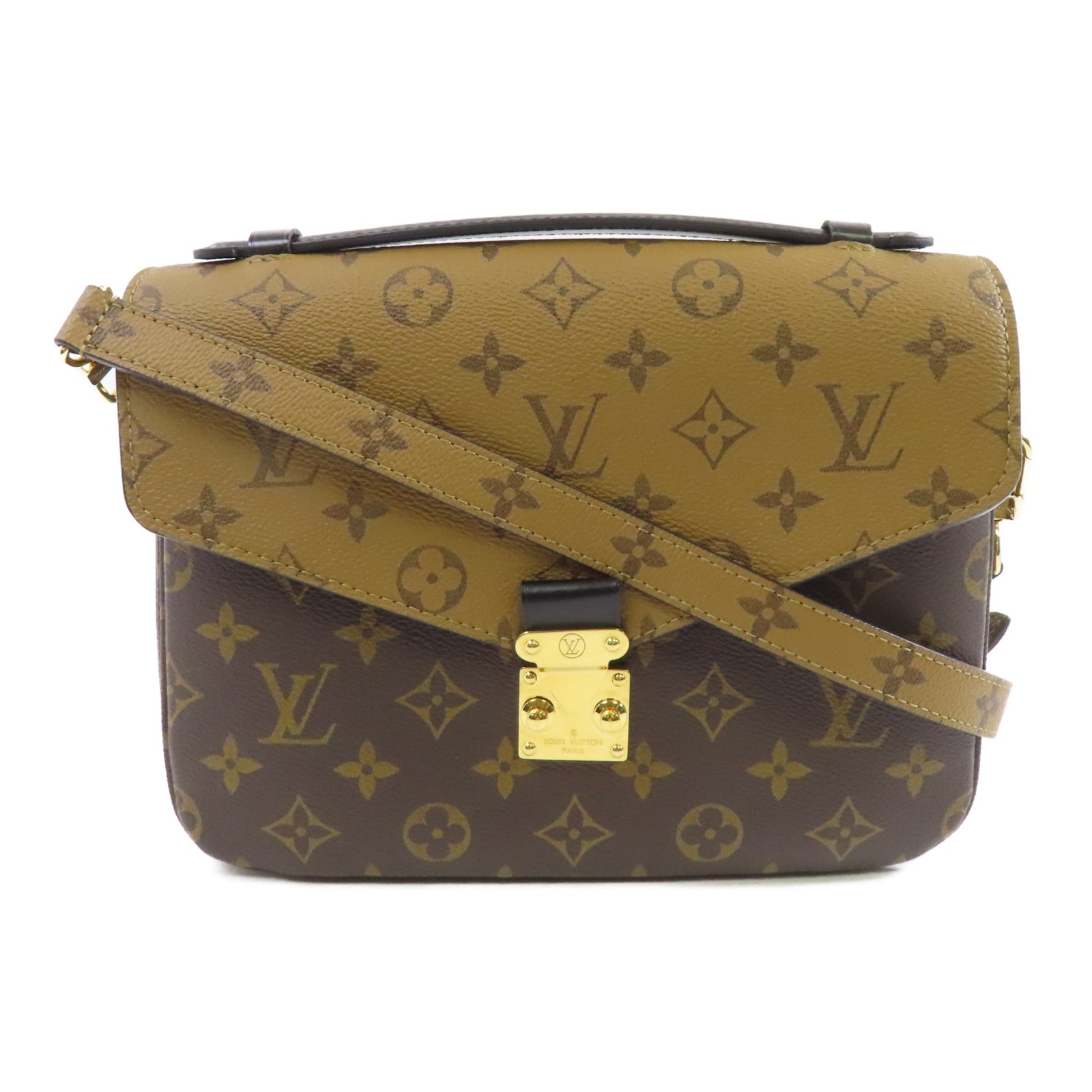 LOUIS VUITTON Monogram Reverse Pochette Metis金扣手挽肩背兩用袋啡色