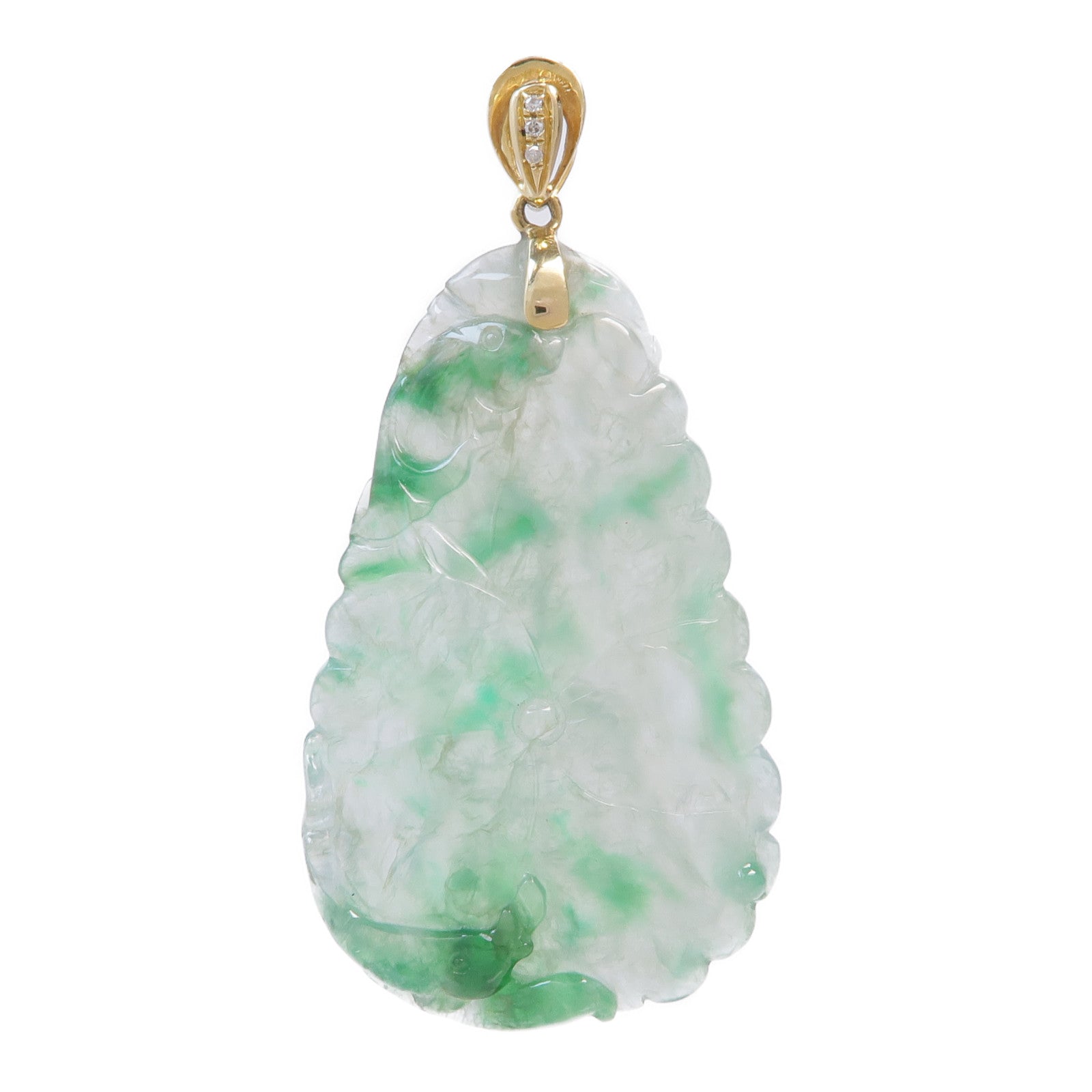 JEWELRY 18K黃金Jade Diamond Pendant Top翡翠/鑽石吊墜