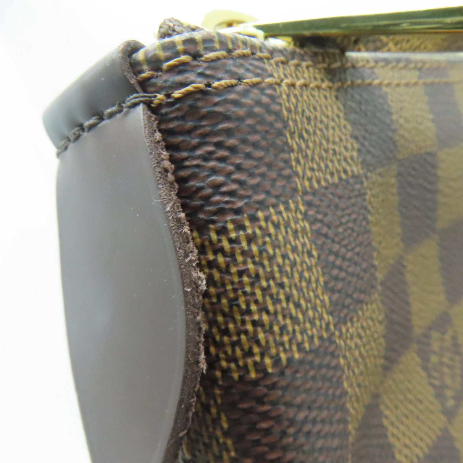 LOUIS VUITTON Damier Saleya MM gold buckle handle bag / shoulder bag brown