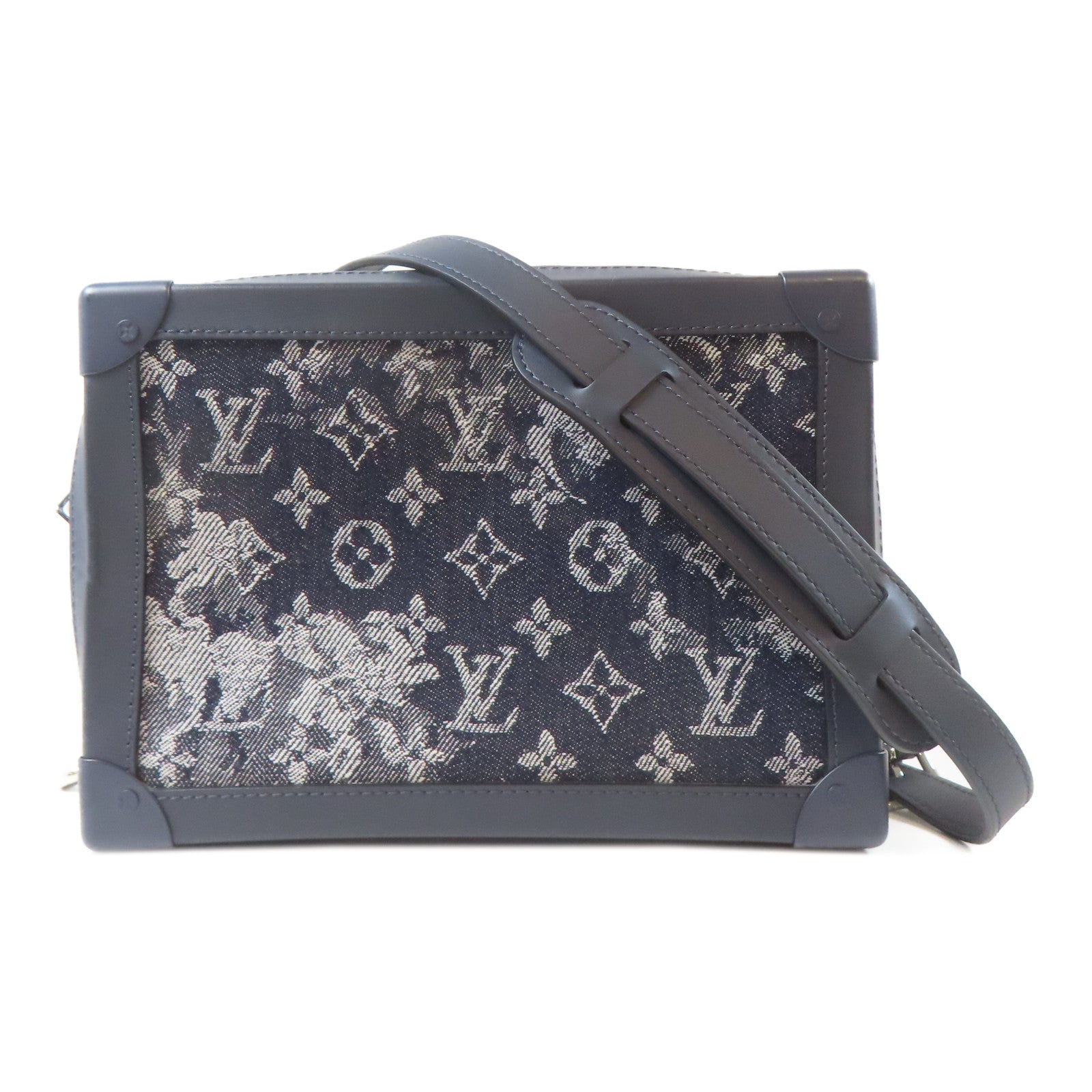 LOUIS VUITTON Monogram Tapestry銀扣肩背袋深藍色
