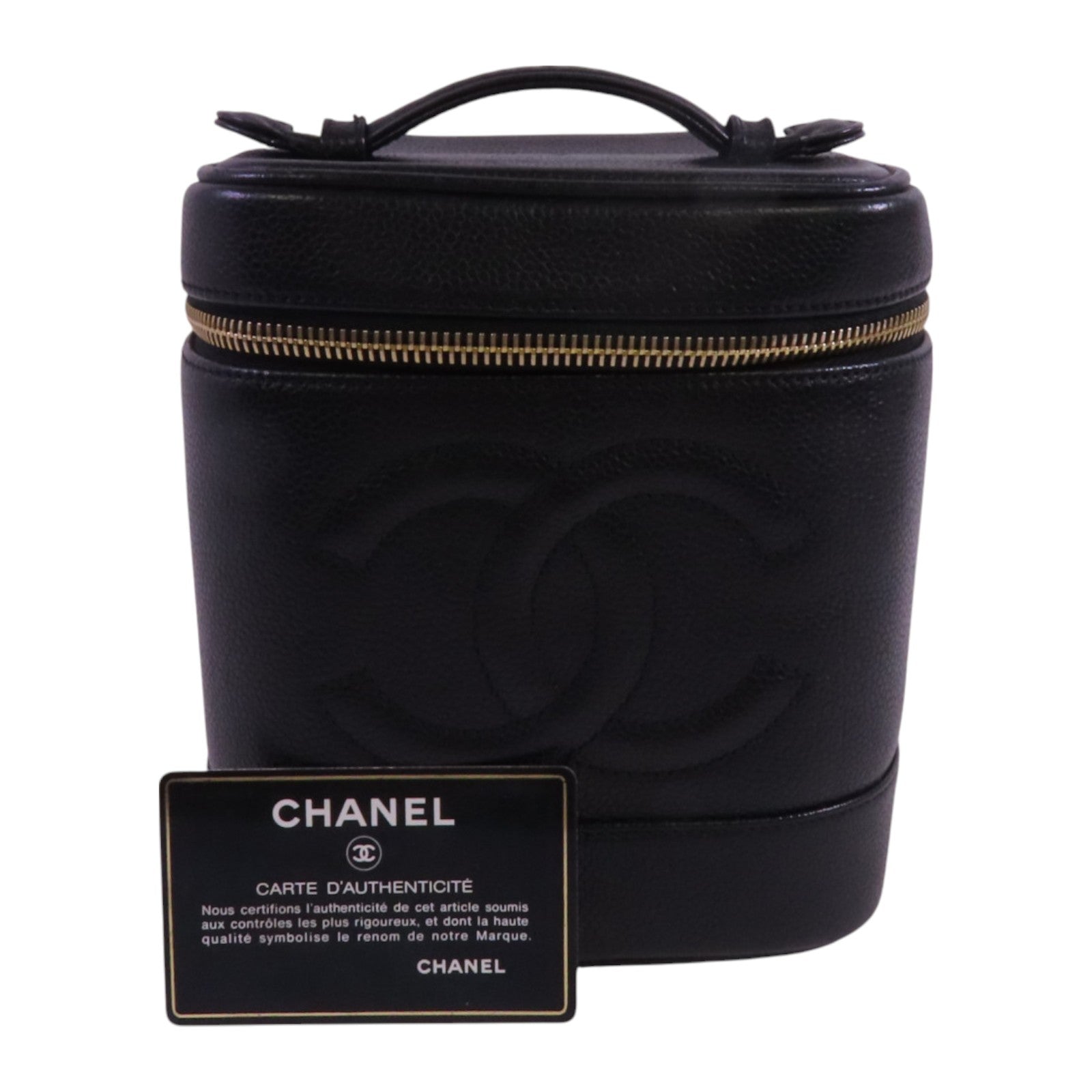 CHANEL 【激減優惠】牛皮皮革Vintage Vanity金扣手挽袋