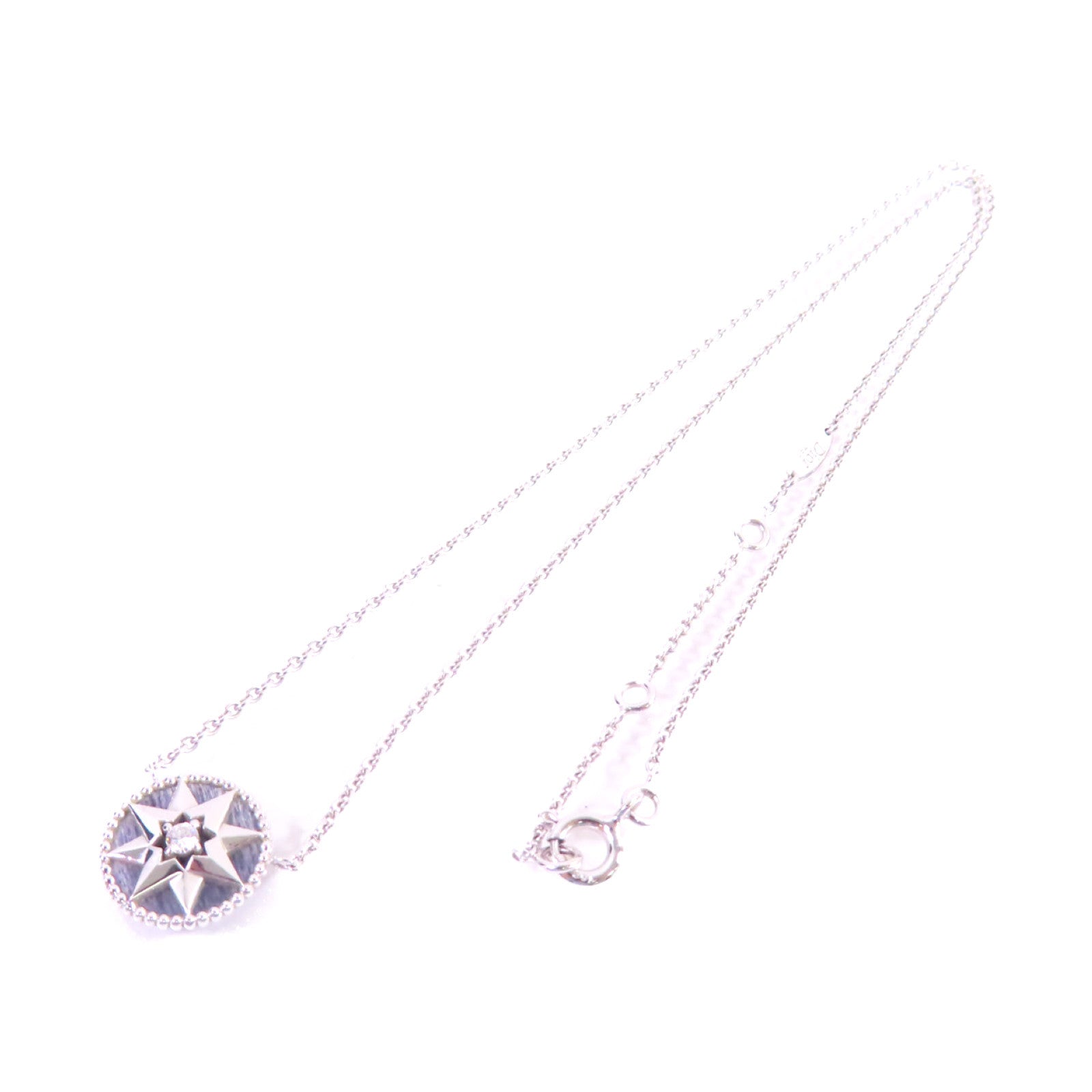Dior 18K白金/鑽石Rose Des Vents Diamond Necklace銀扣項鏈黑色/銀色