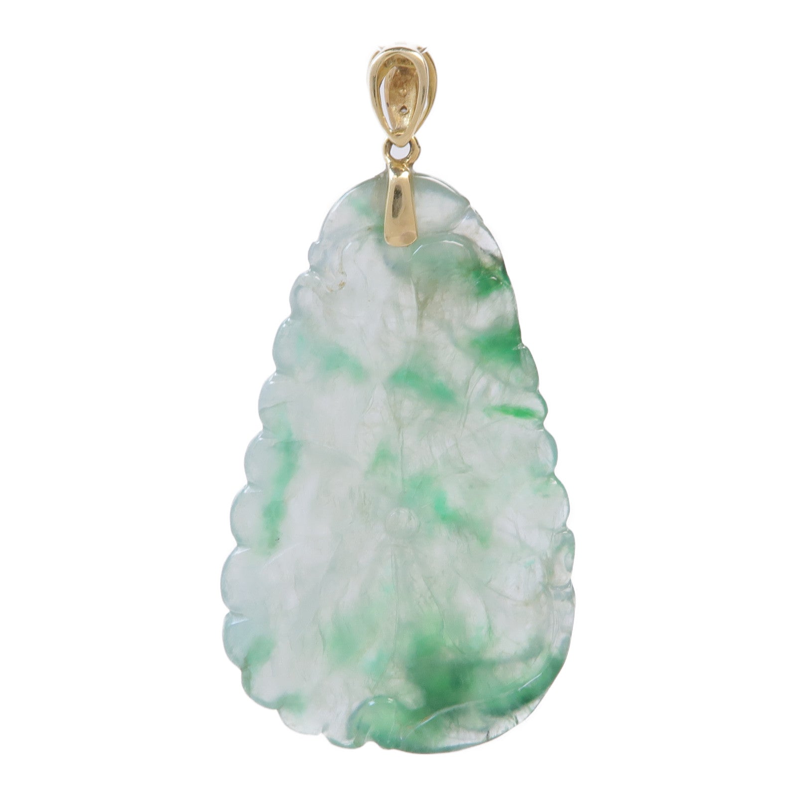 JEWELRY 18K黃金Jade Diamond Pendant Top翡翠/鑽石吊墜