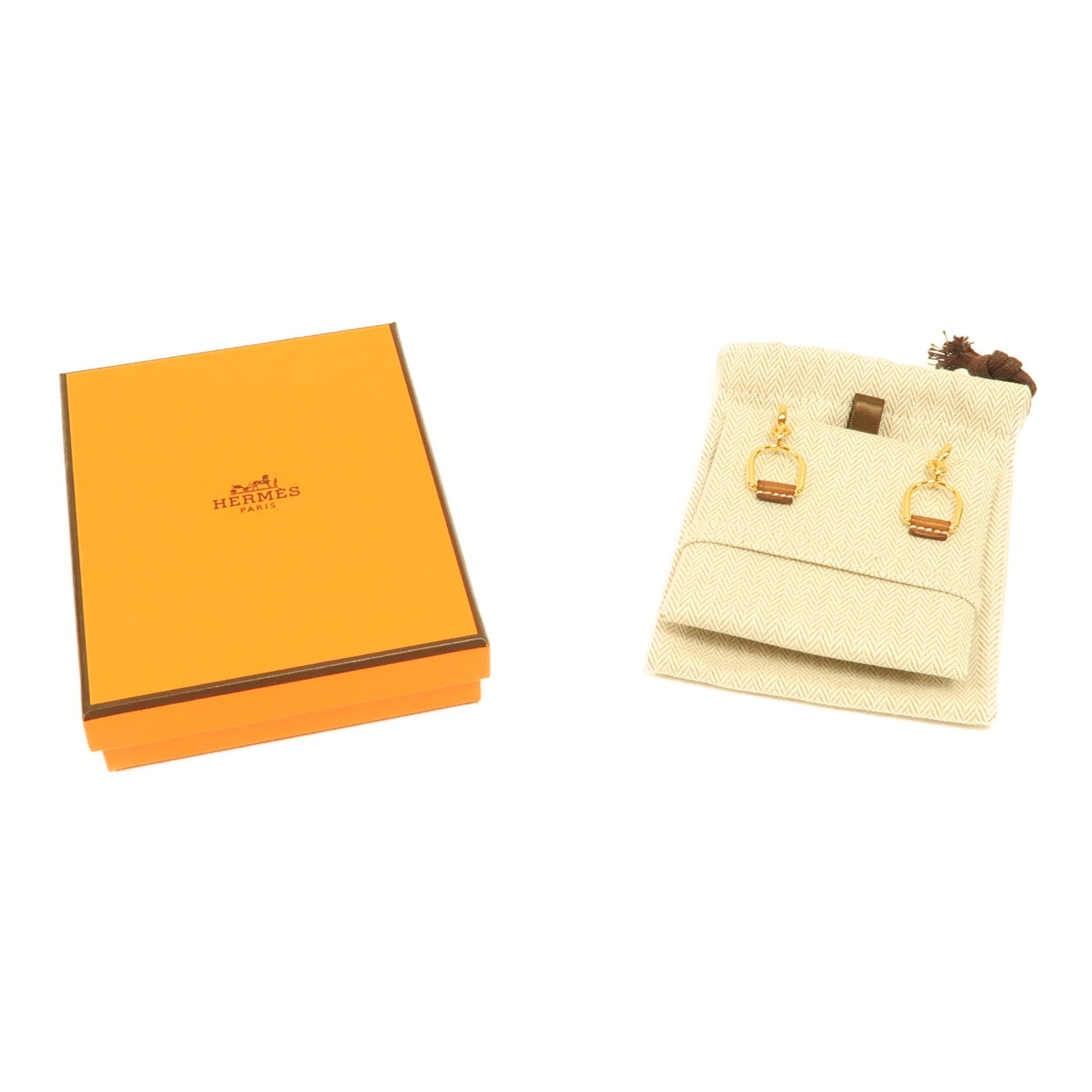 HERMES 金屬Heritage Equestre Earring耳環金色