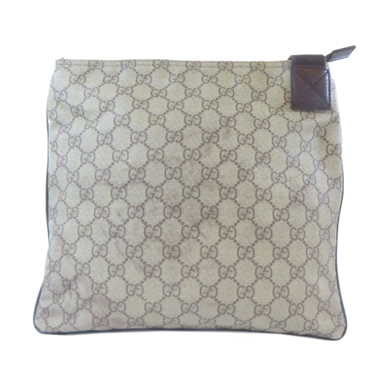 GUCCI 【激減優惠】塗層帆布Shoulder Bag銀扣肩背袋啡色