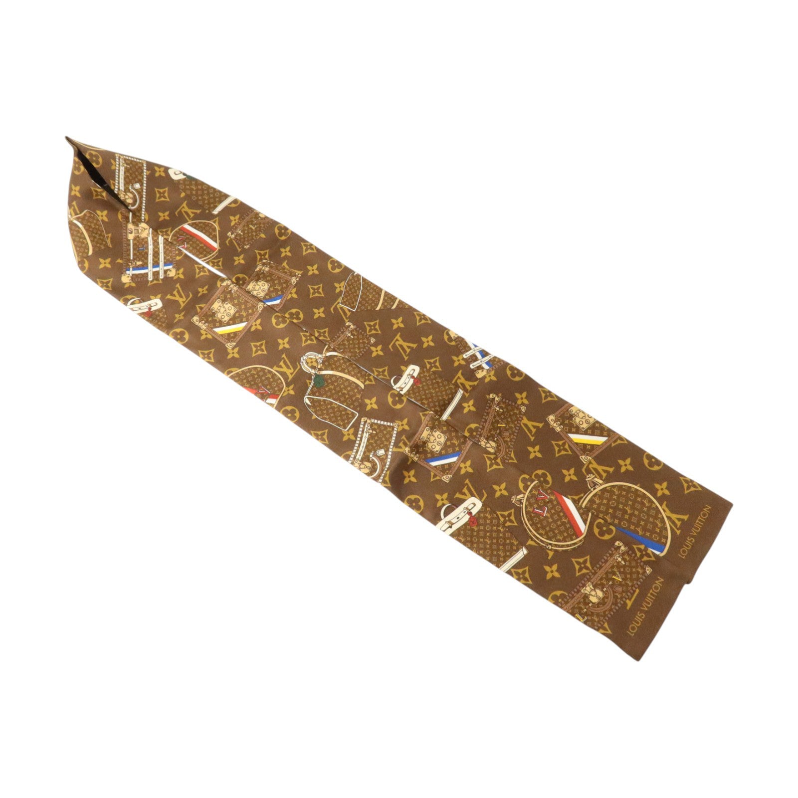 LOUIS VUITTON 絲質Monogram Trunk Bandeau Scarf 7X120cm絲巾