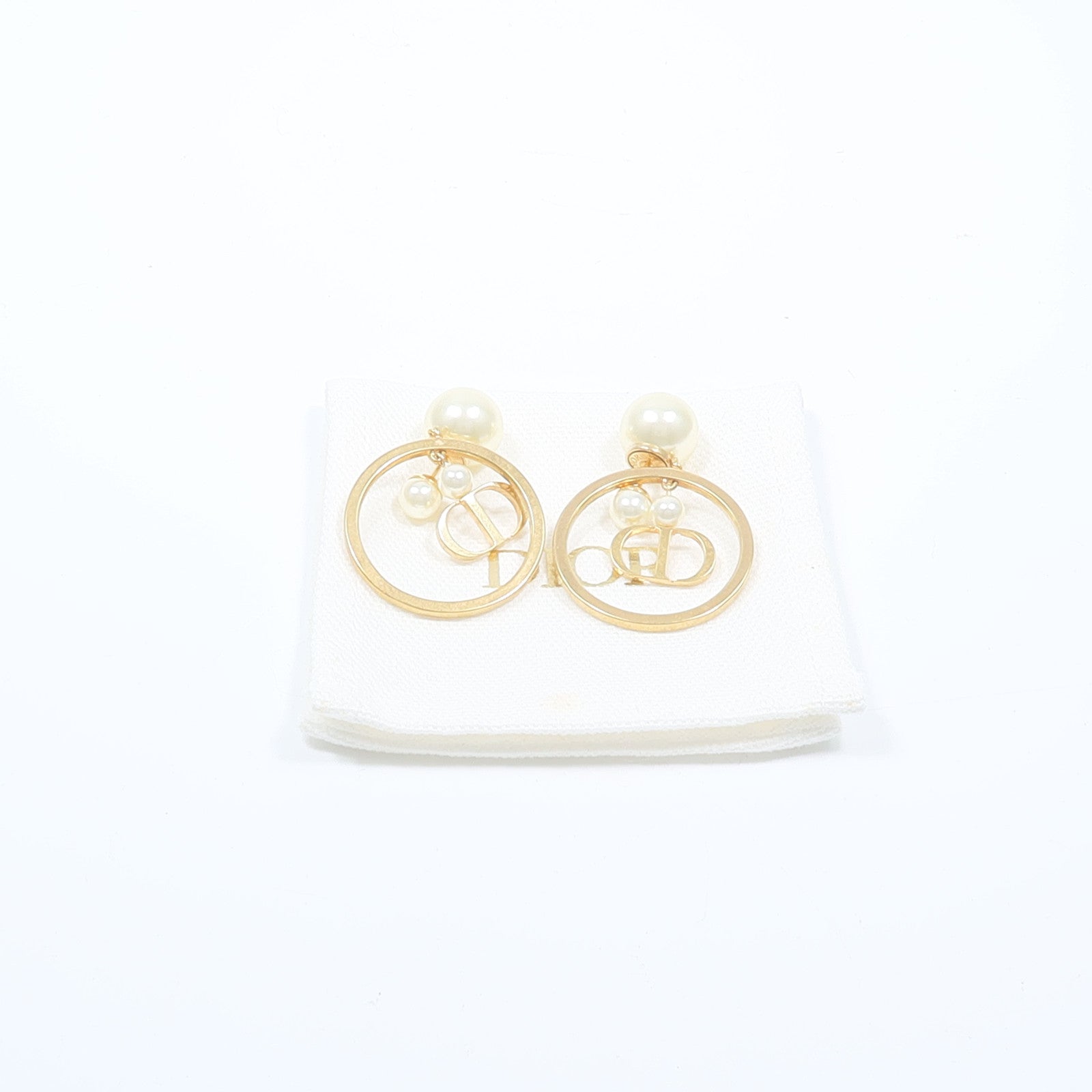 Dior 金屬/PVC Tribal Pearl Hoop Earrings耳環