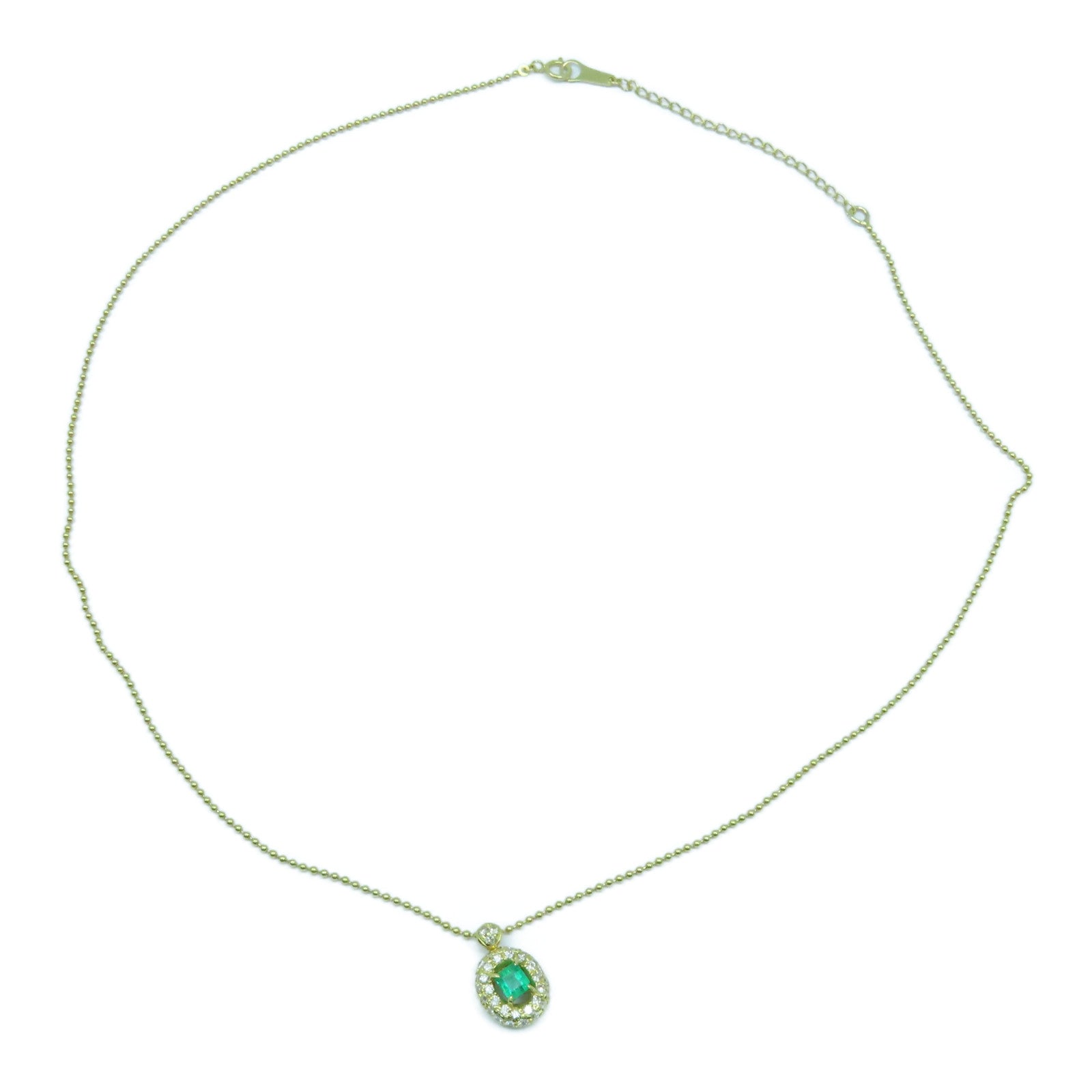 JEWELRY 【激減優惠】18K黃金Emerald Necklace 0.35ct綠寶石/0.30ct鑽石項鍊