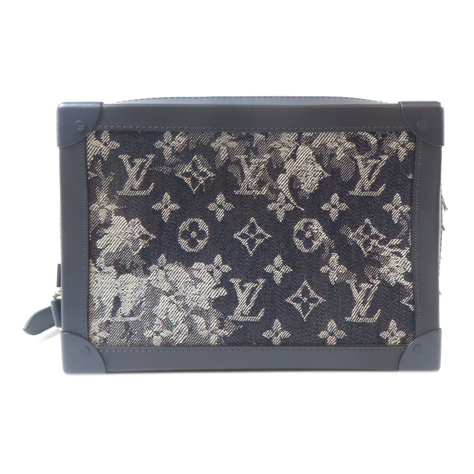 LOUIS VUITTON Monogram Tapestry銀扣肩背袋深藍色