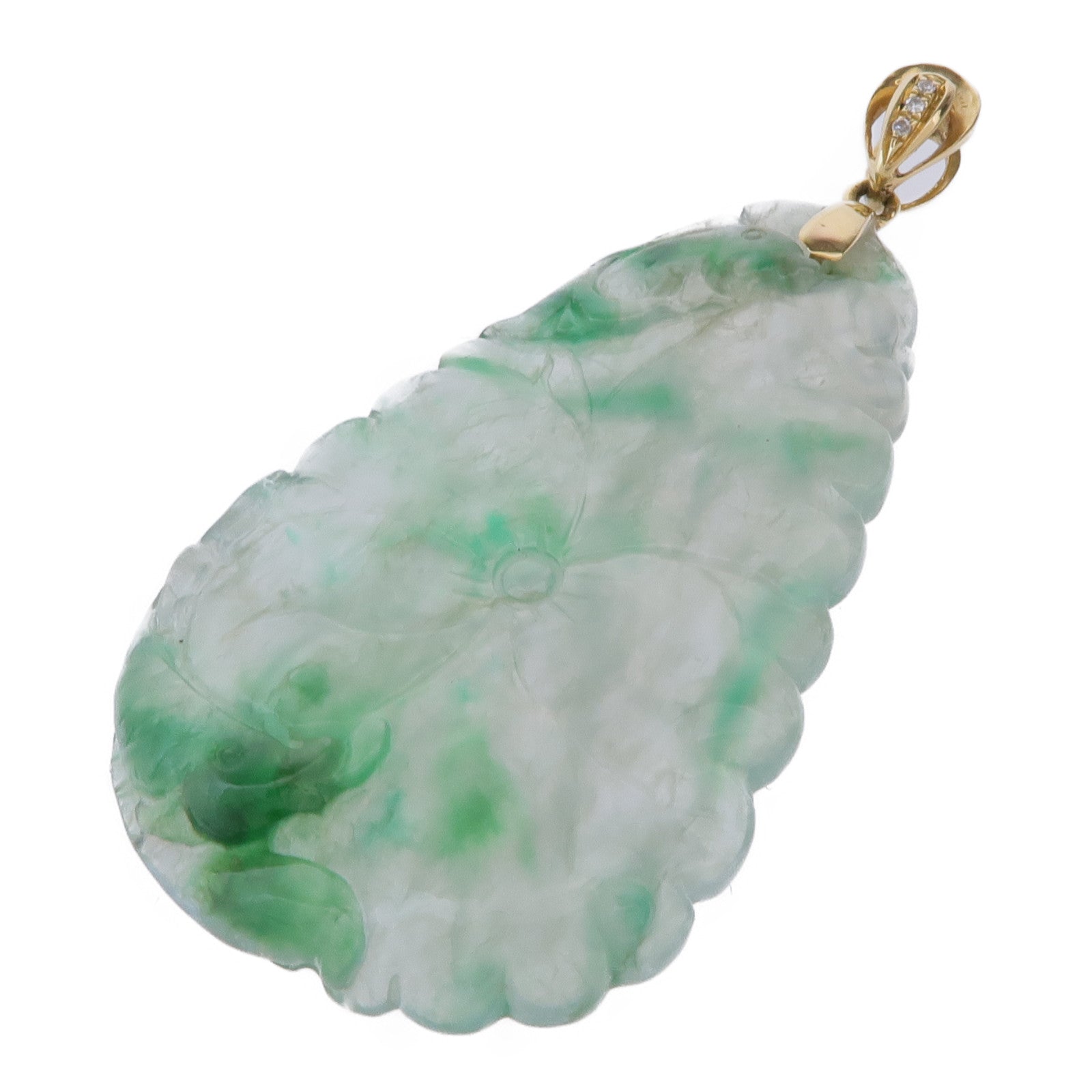 JEWELRY 18K黃金Jade Diamond Pendant Top翡翠/鑽石吊墜