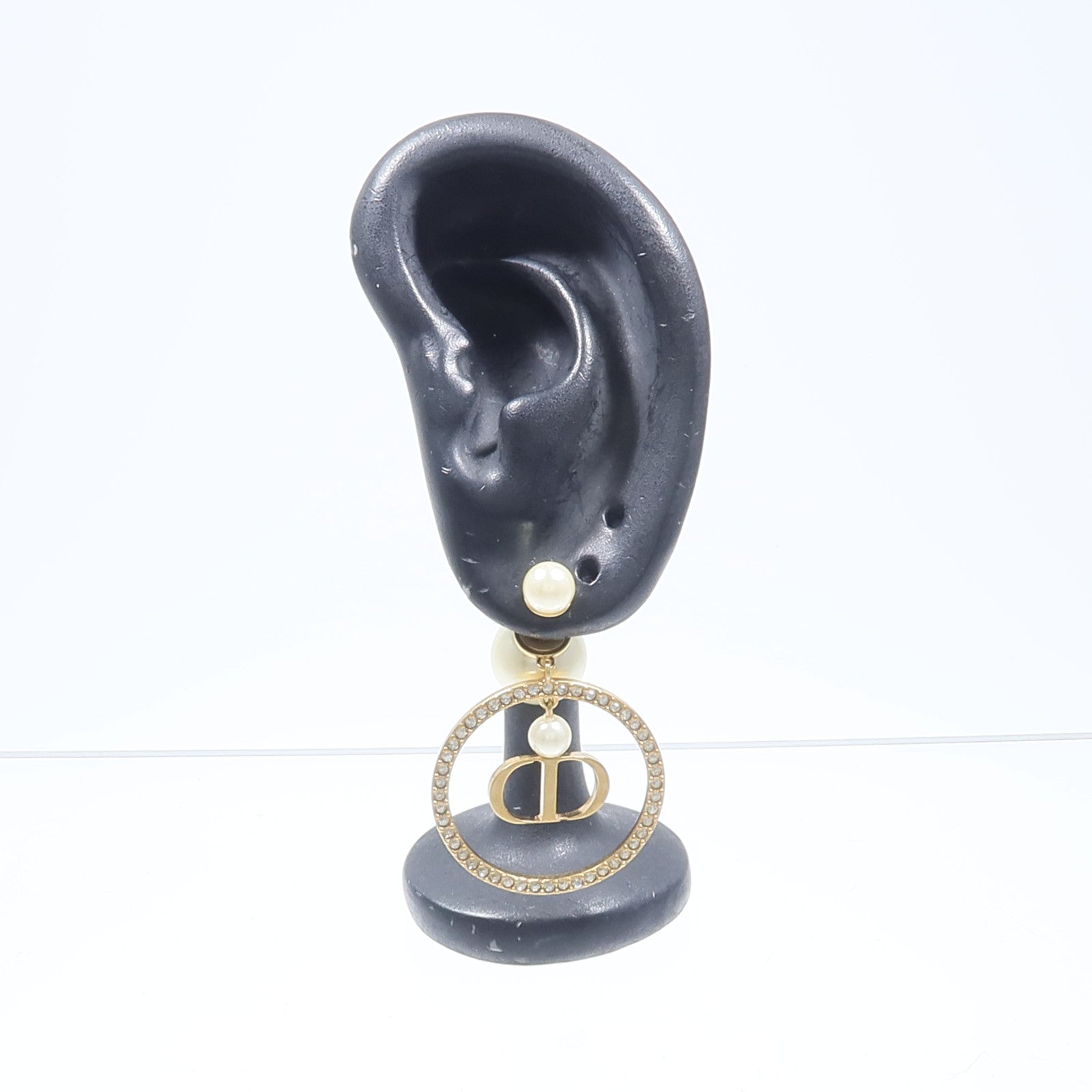 Dior 金屬/PVC Tribal Pearl Hoop Earrings耳環