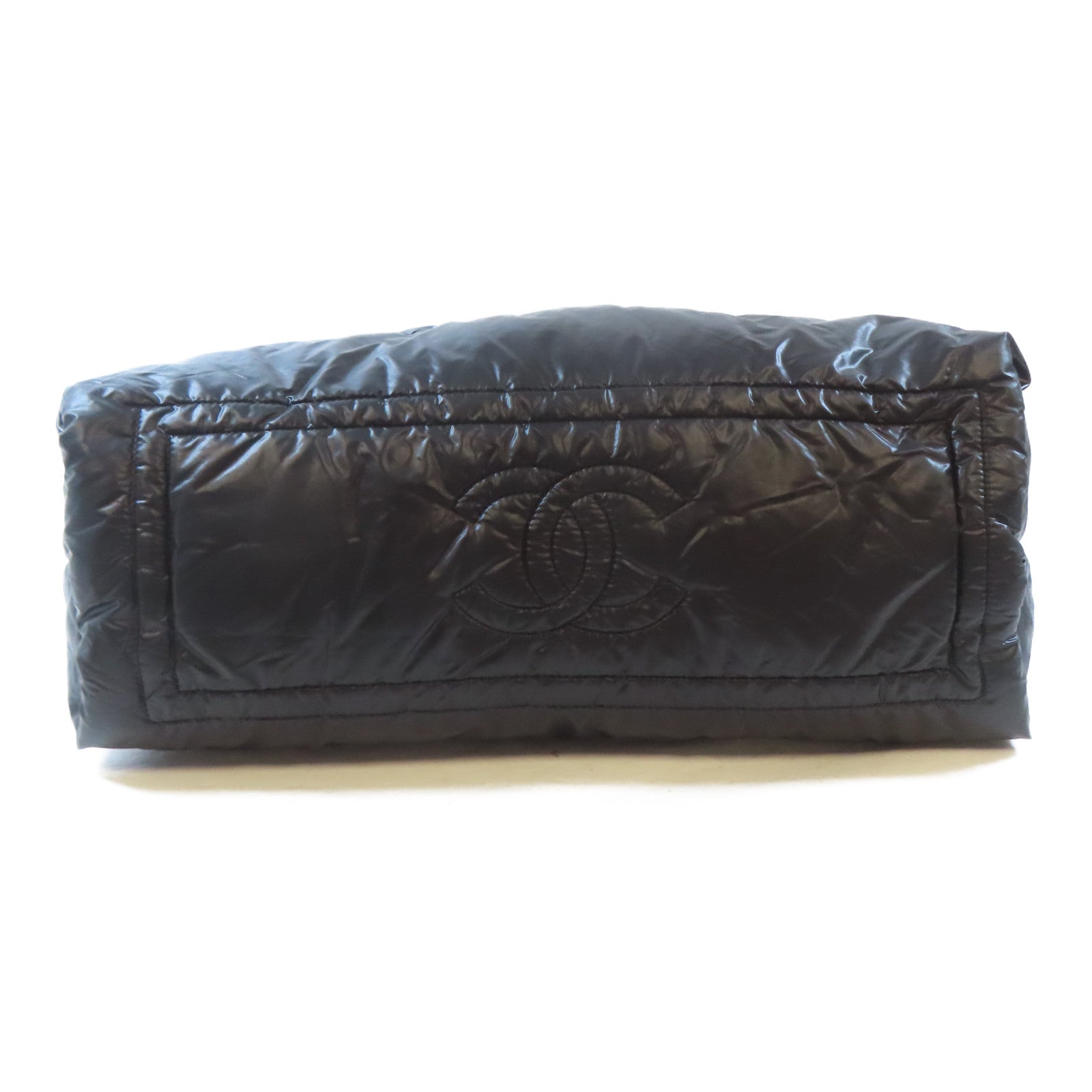 CHANEL 尼龍Coco Cocoon銀扣手挽袋黑色