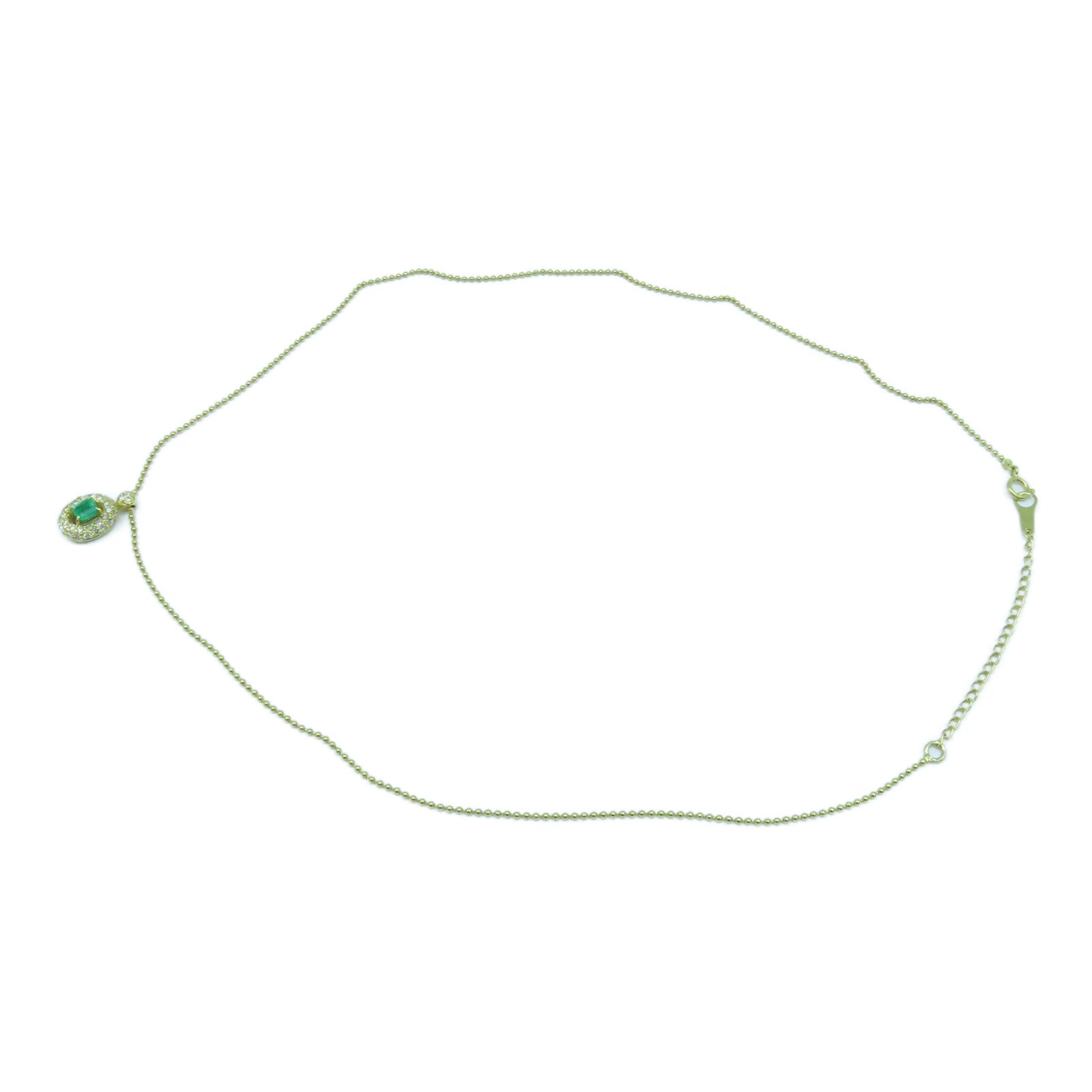 JEWELRY 【激減優惠】18K黃金Emerald Necklace 0.35ct綠寶石/0.30ct鑽石項鍊