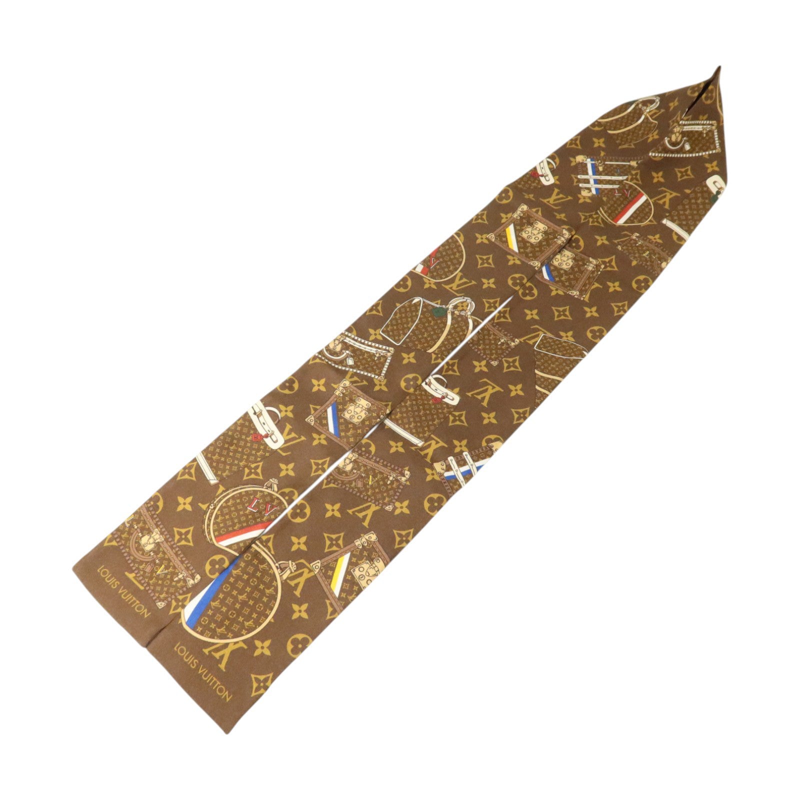 LOUIS VUITTON 絲質Monogram Trunk Bandeau Scarf 7X120cm絲巾