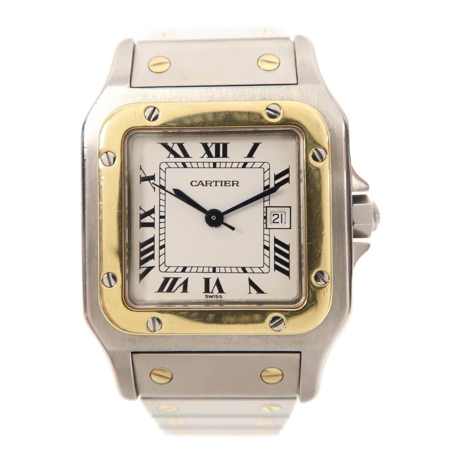 CARTIER 不鏽鋼Santos Galbee手錶自動機芯白色
