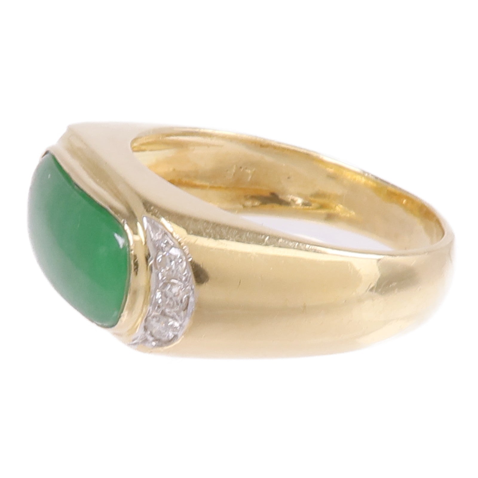 JEWELRY 18K黃金/白金Jade Diamond Ring翡翠/鑽石戒指US#6.25