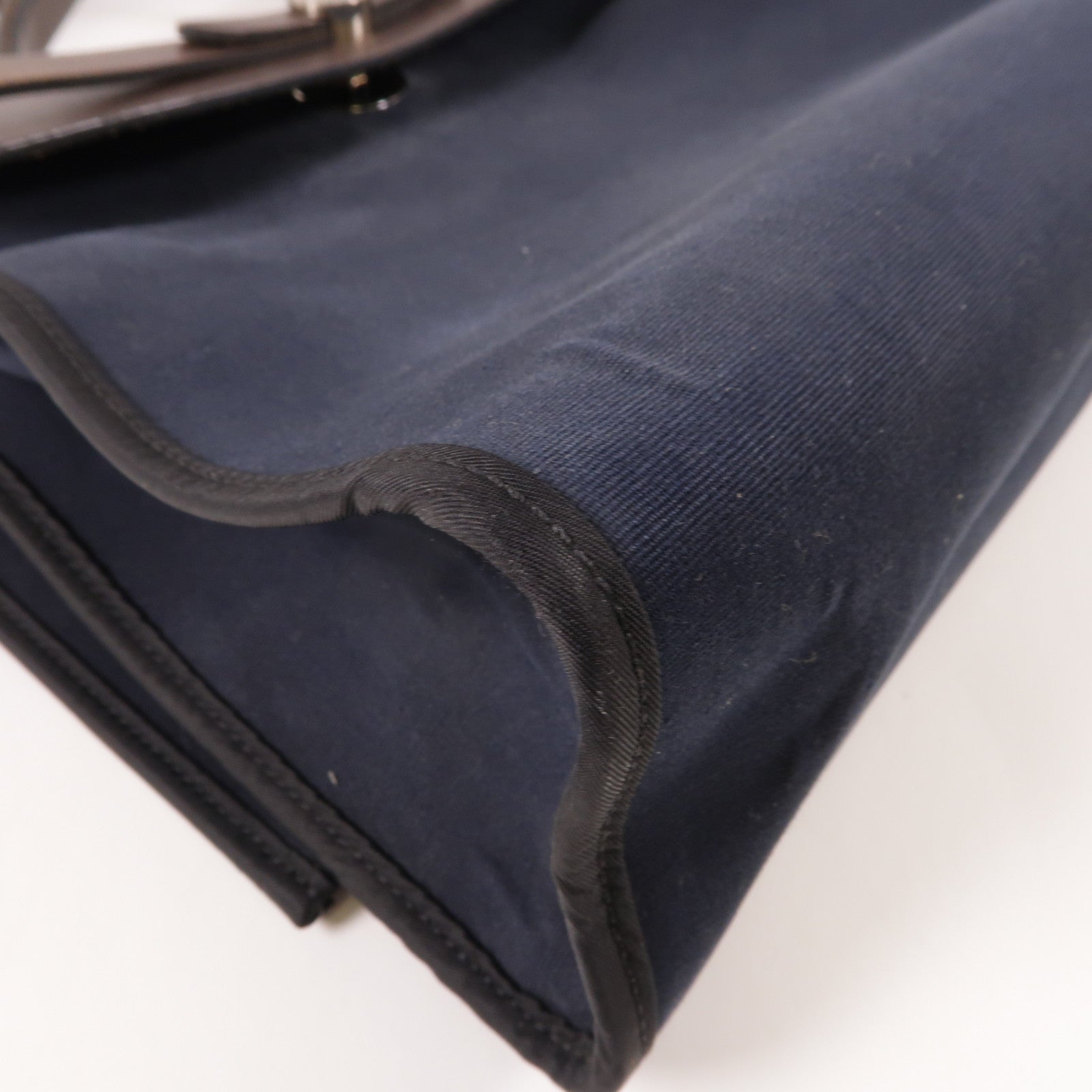HERMES 帆布Herbag PM銀扣手挽肩背兩用袋藍色