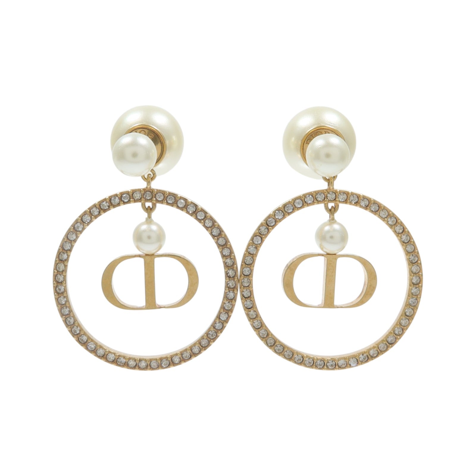 Dior 金屬/PVC Tribal Pearl Hoop Earrings耳環