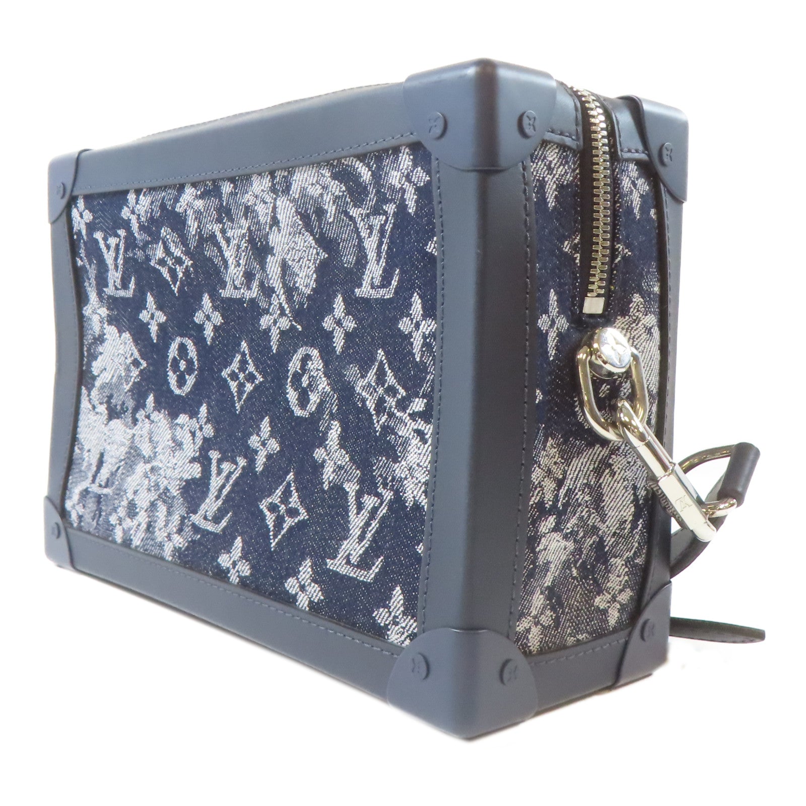 LOUIS VUITTON Monogram Tapestry銀扣肩背袋深藍色