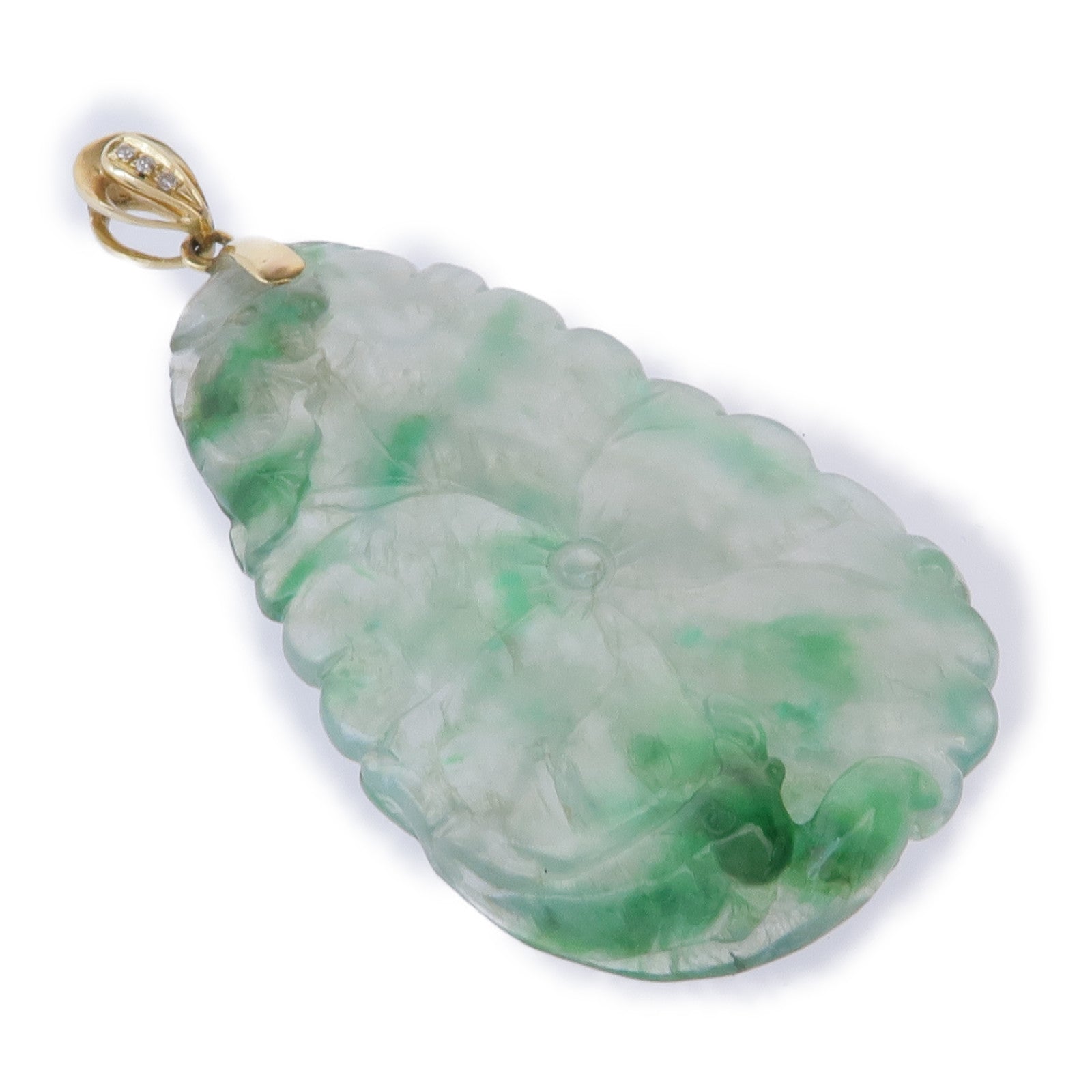 JEWELRY 18K黃金Jade Diamond Pendant Top翡翠/鑽石吊墜