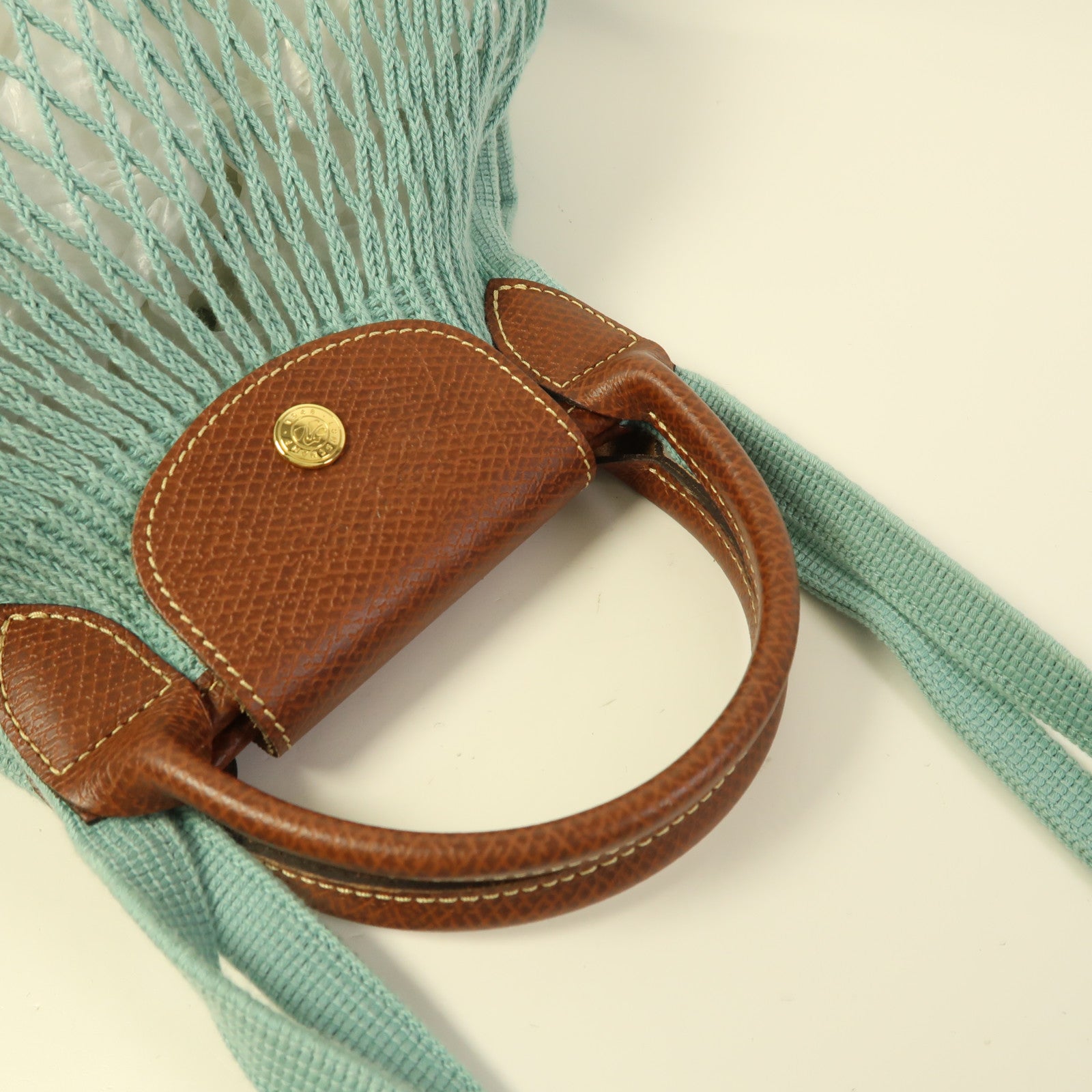 Longchamp 針織布料Le Pliage Filet金扣手挽肩背兩用袋
