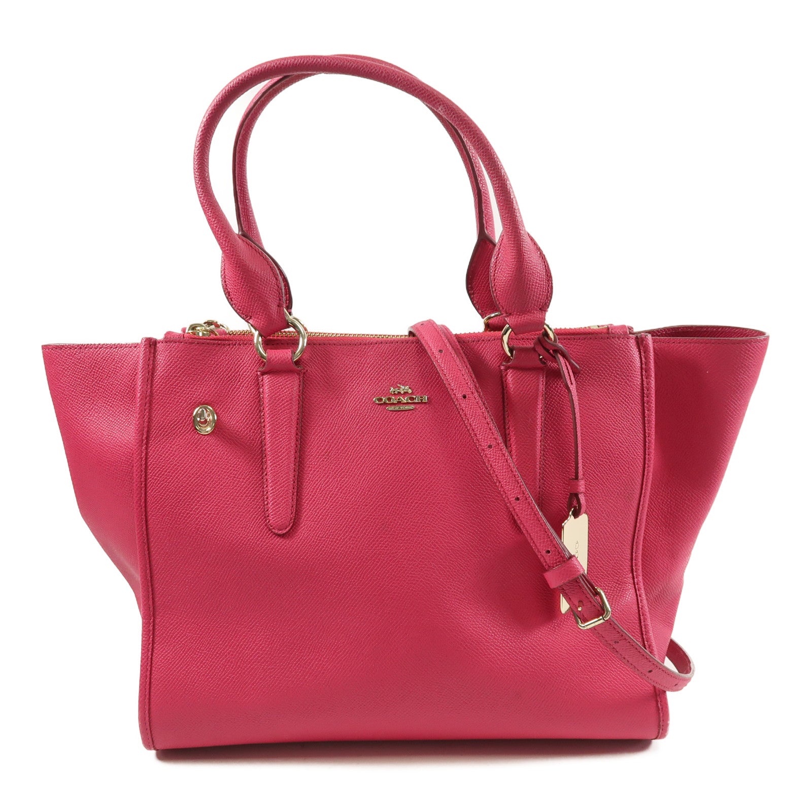 COACH 牛皮皮革2 Way Shoulder金扣手挽肩背兩用袋