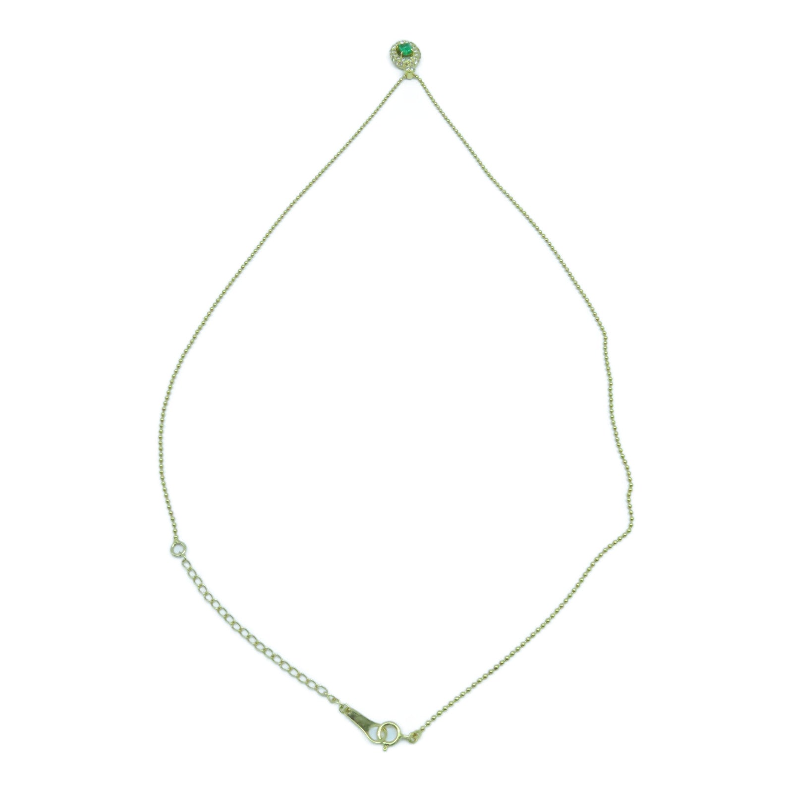 JEWELRY 【激減優惠】18K黃金Emerald Necklace 0.35ct綠寶石/0.30ct鑽石項鍊