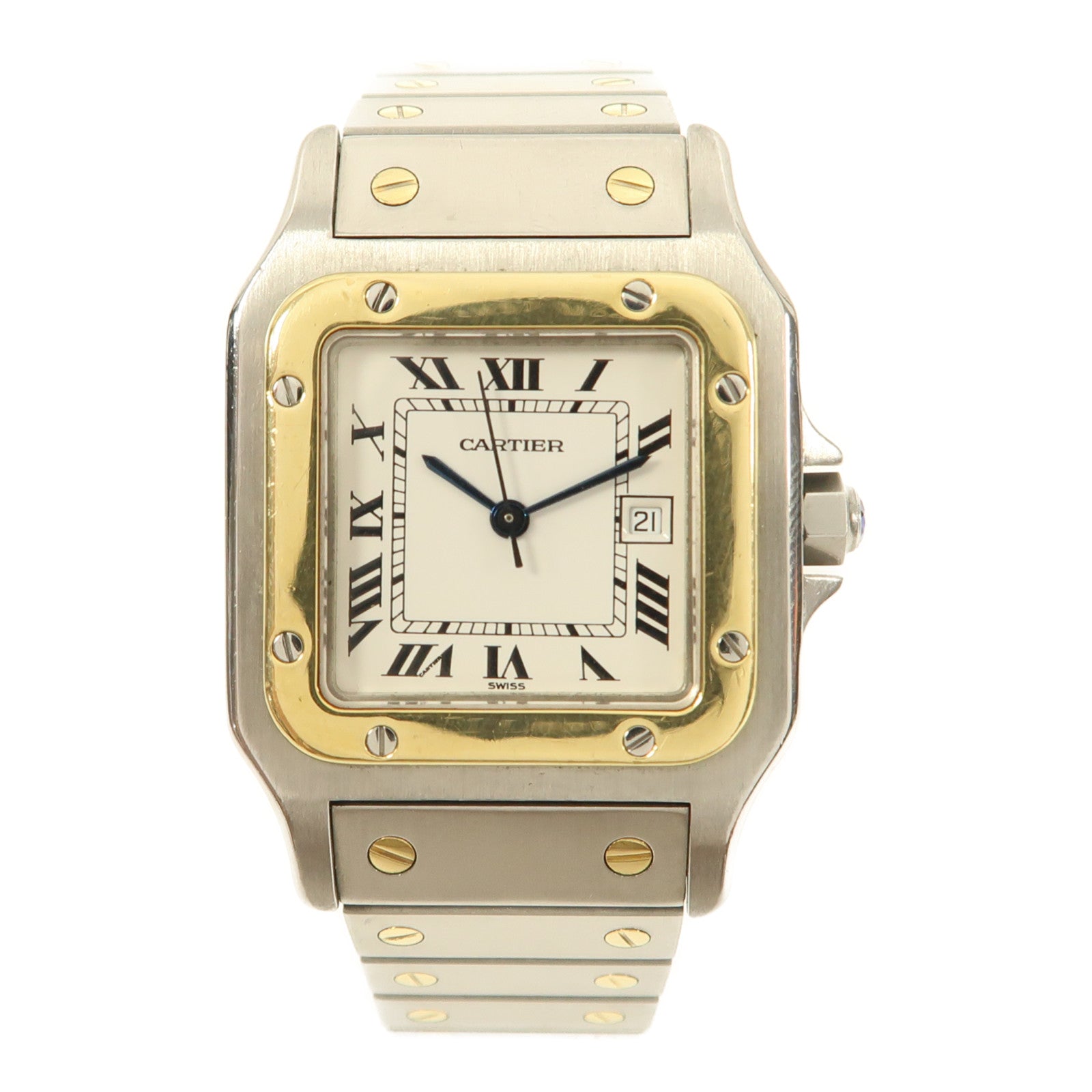 CARTIER 不鏽鋼Santos Galbee手錶自動機芯白色