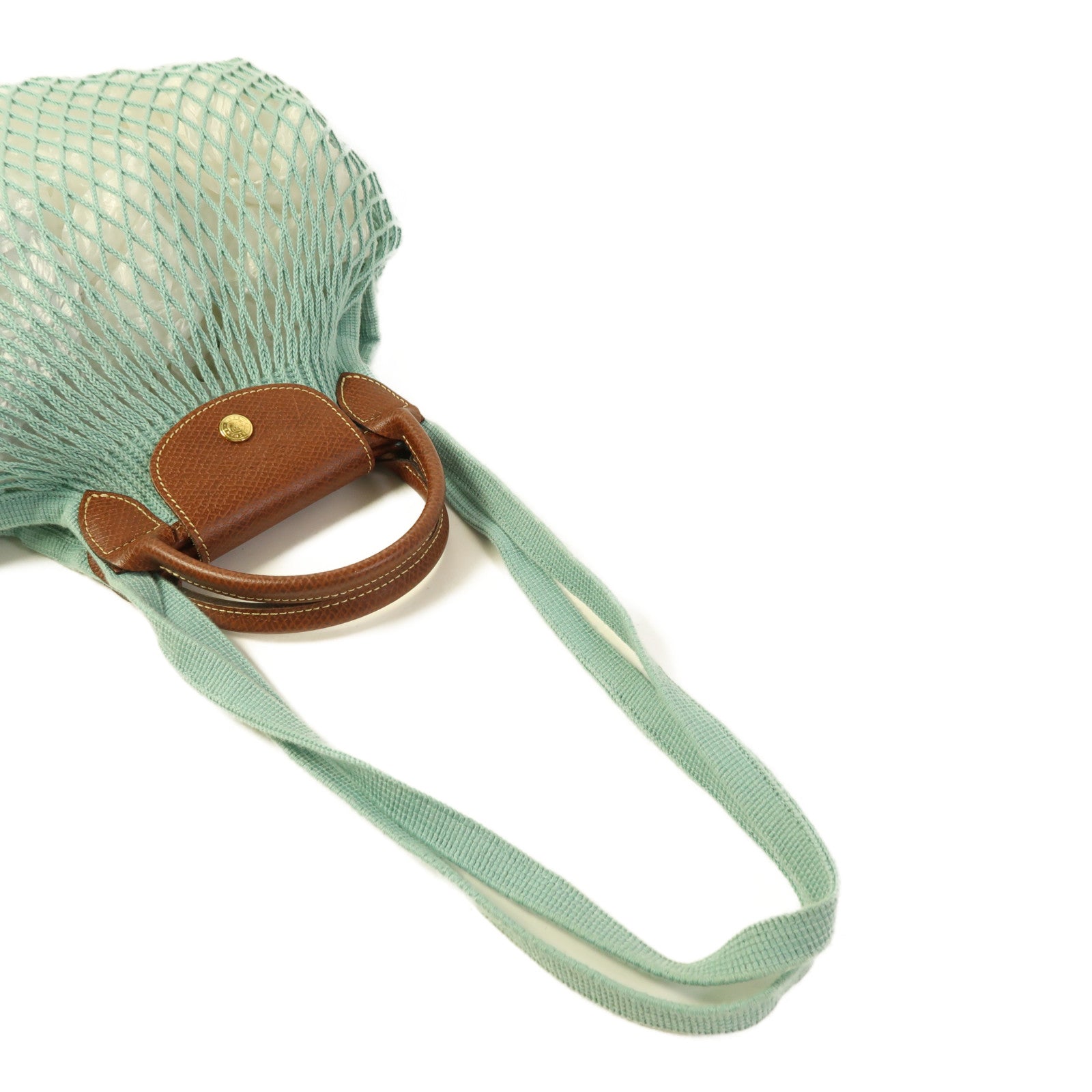 Longchamp 針織布料Le Pliage Filet金扣手挽肩背兩用袋